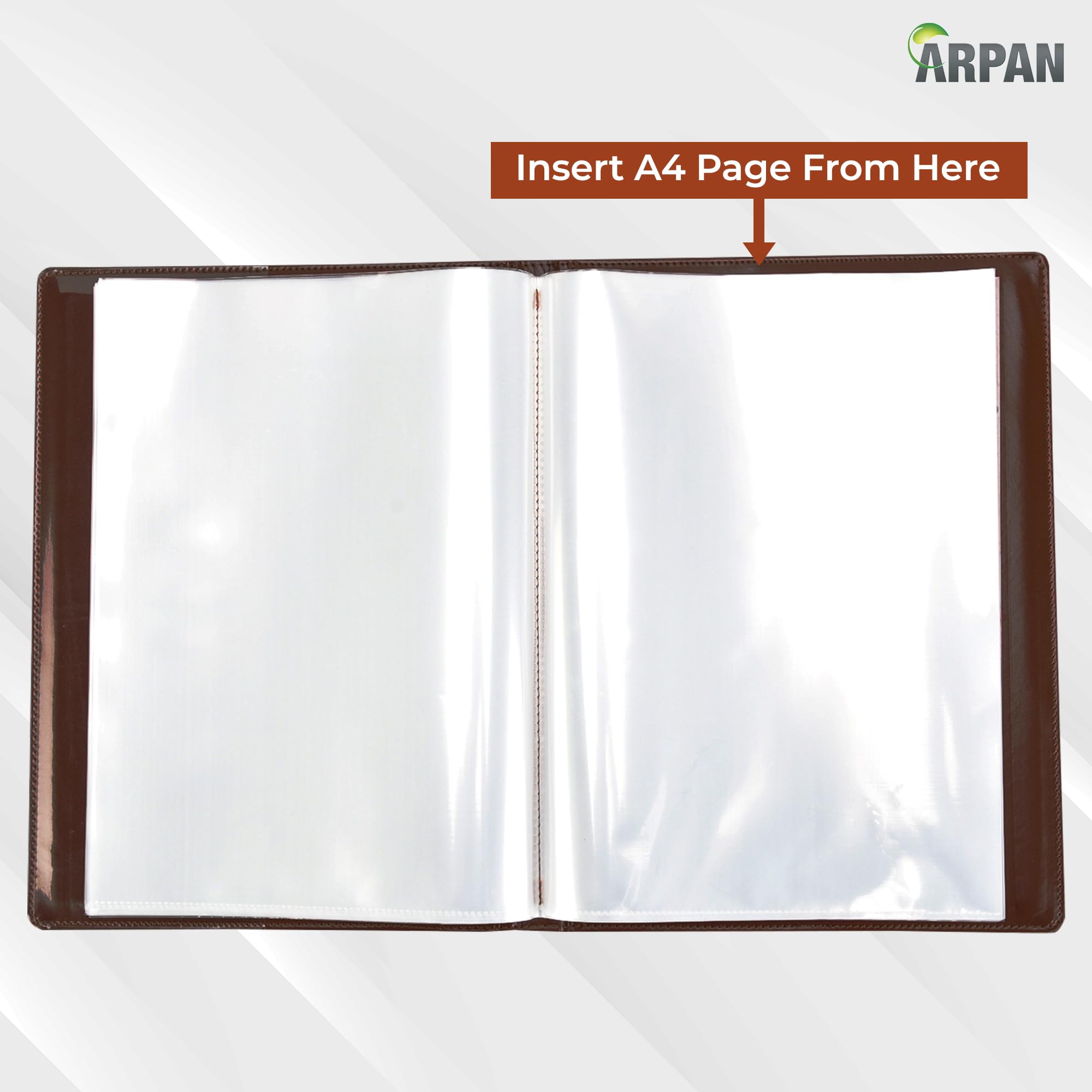 ARPAN A4 Brown Professional Display Presentation Book | 48 Pockets (96 Views) | PU Material 3