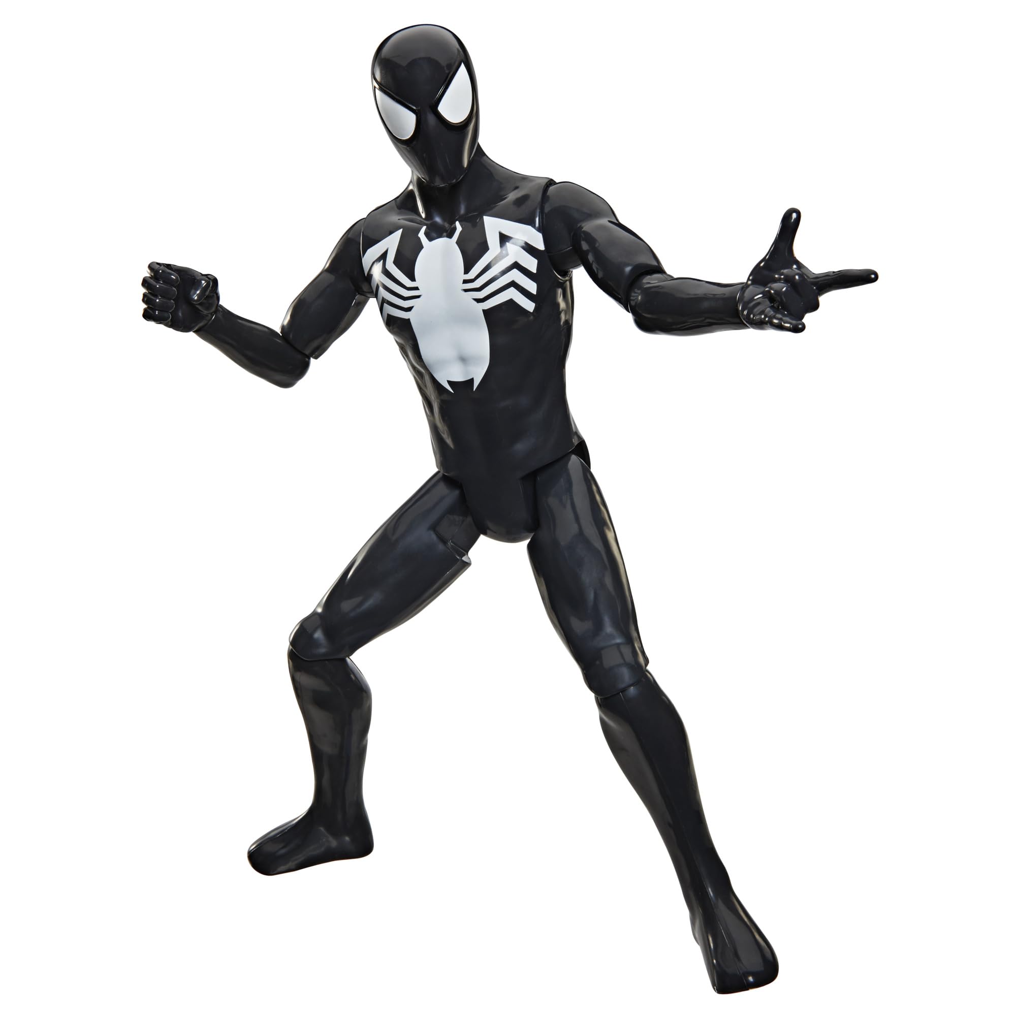 SPIDER-MAN Titan Series Black Suit Spider-Man Action Figure - 30-cm Scale | 11 Points of Articulation
