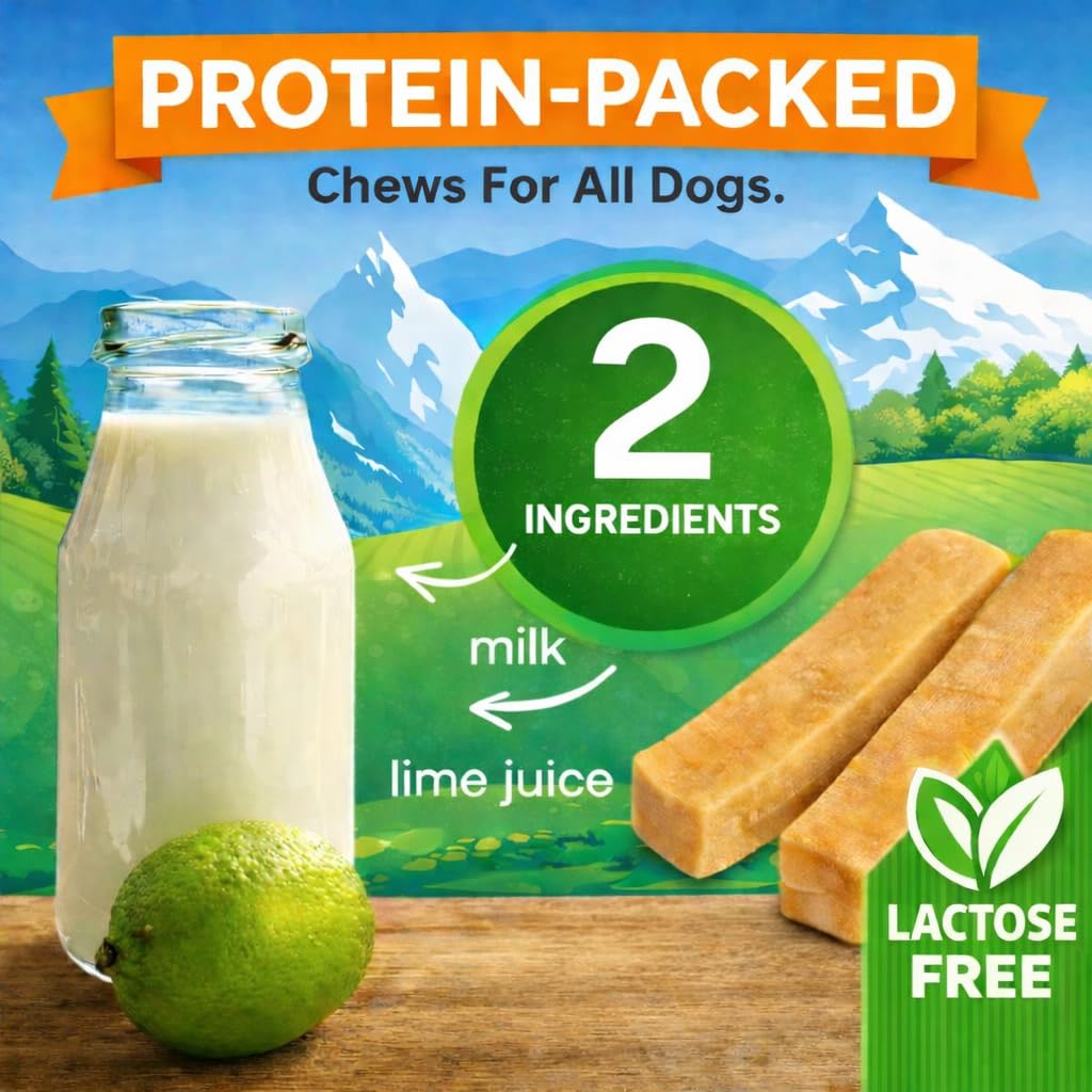 SUPA PAWS Yak Cheese Dental Sticks - High Protein | Grain-Free | All Dog Sizes | 6 Pieces Small Yak Chews 7