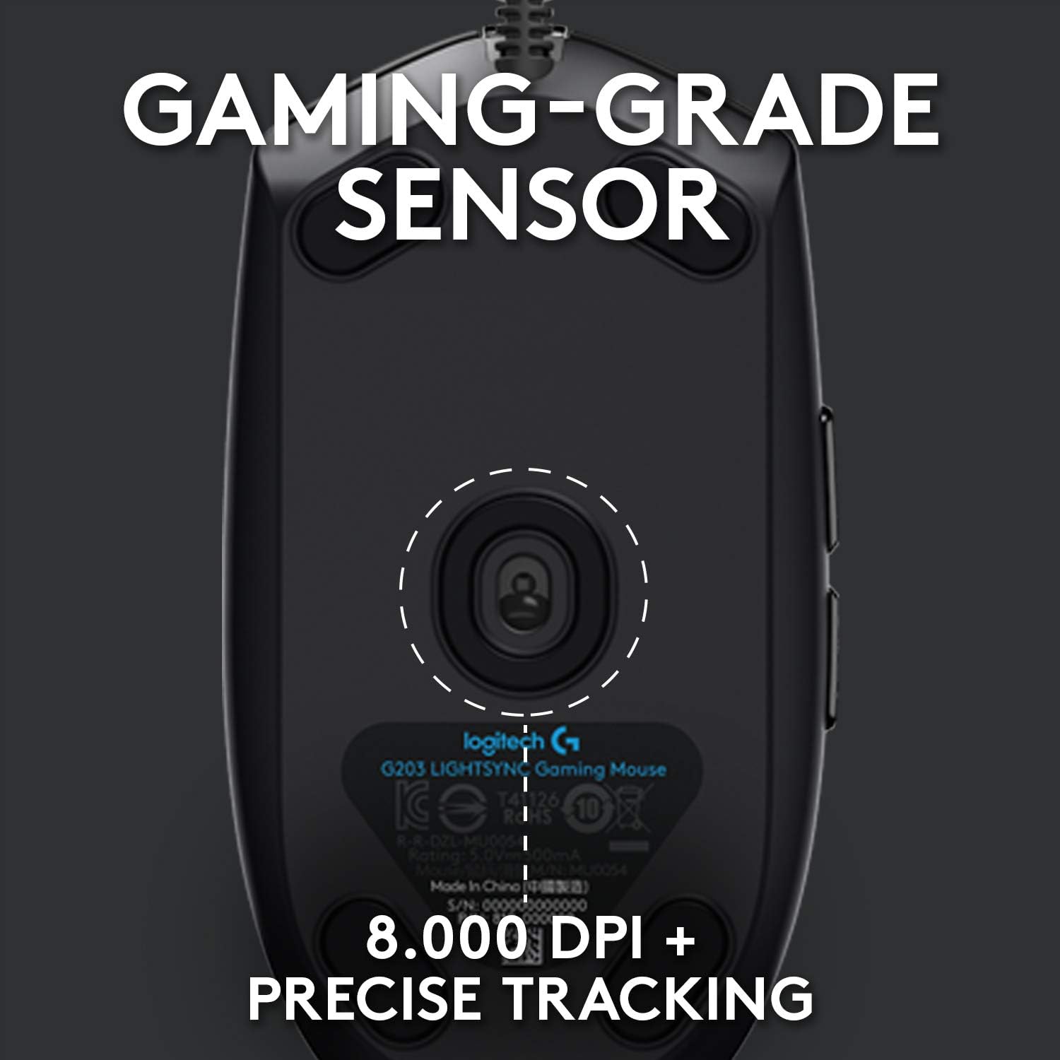 Logitech G203 LIGHTSYNC Gaming Mouse - 8K DPI, 6 Programmable Buttons, RGB Lighting, Lightweight Design - Black 9