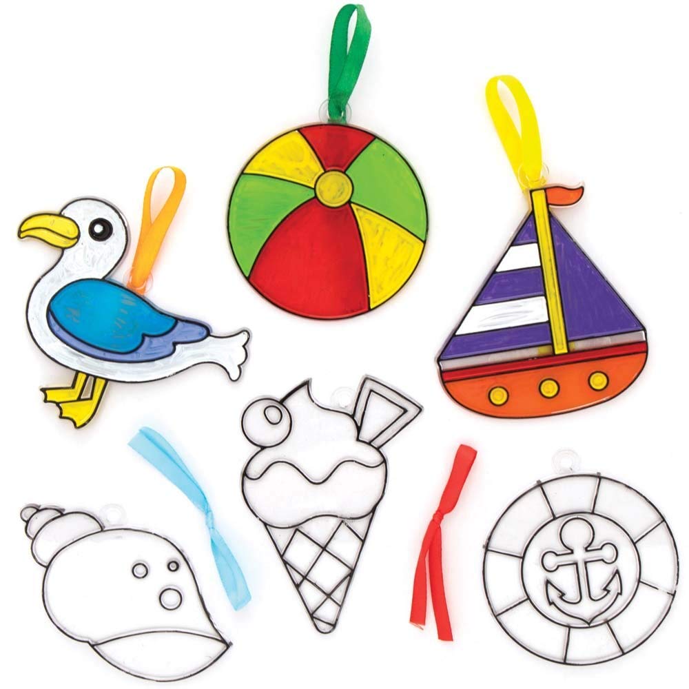 Baker Ross Seaside Suncatcher Craft Kit - Pack of 10 Acrylic Suncatchers, 7.5-10cm 1
