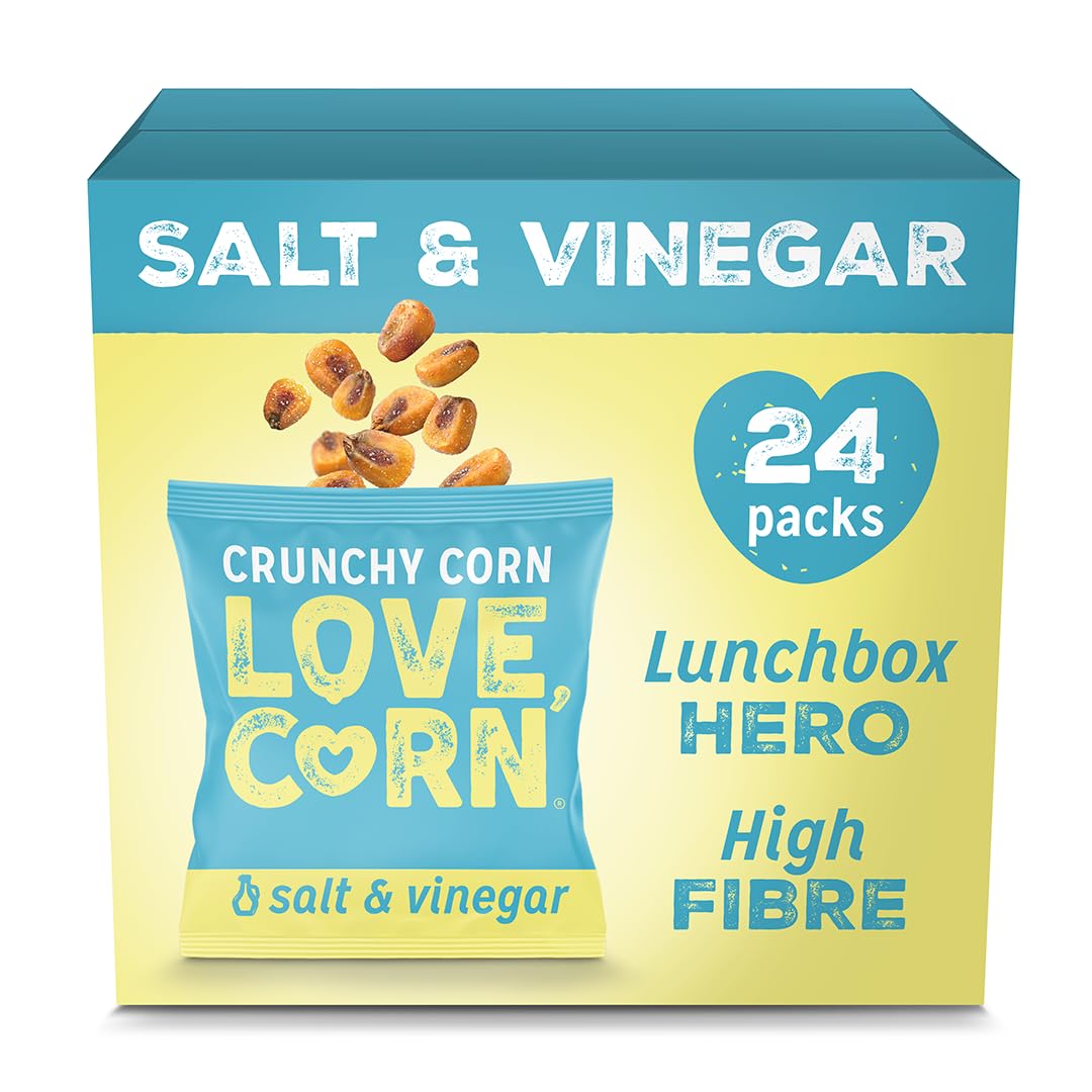 LOVE CORN Crunchy Corn Snack - Salt & Vinegar Flavour | 24 x 20g Packs