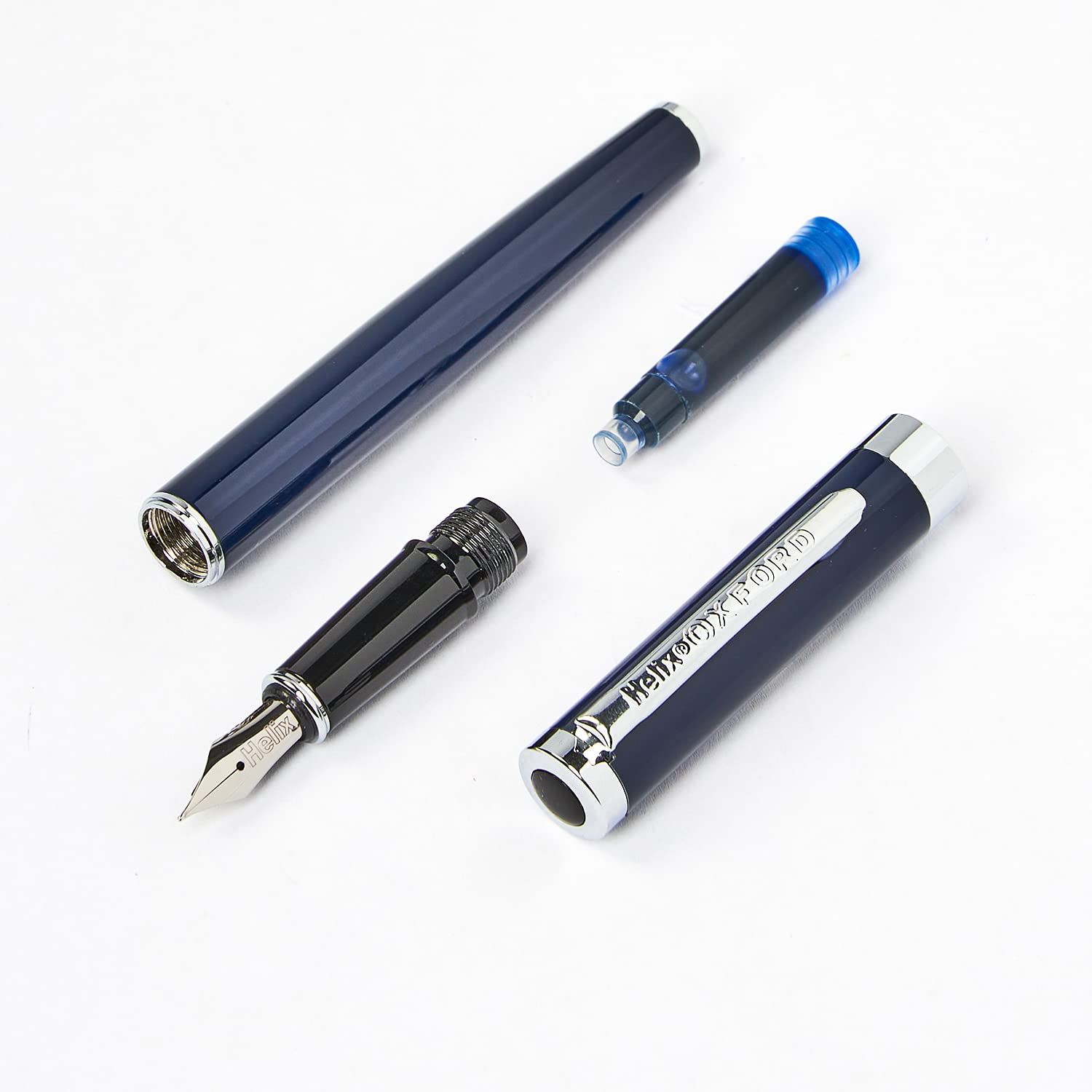 Helix Oxford 219820 Universal Blue Ink Cartridge Refills for Fountain Pens | Pack of 20 | Washable Ink 4