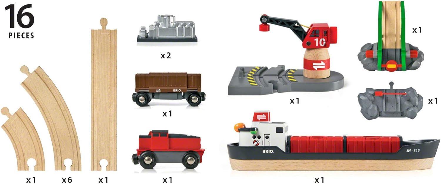 BRIO World Harbour Cargo Train Set - Wooden Playset for Kids 3 Years and Up 7