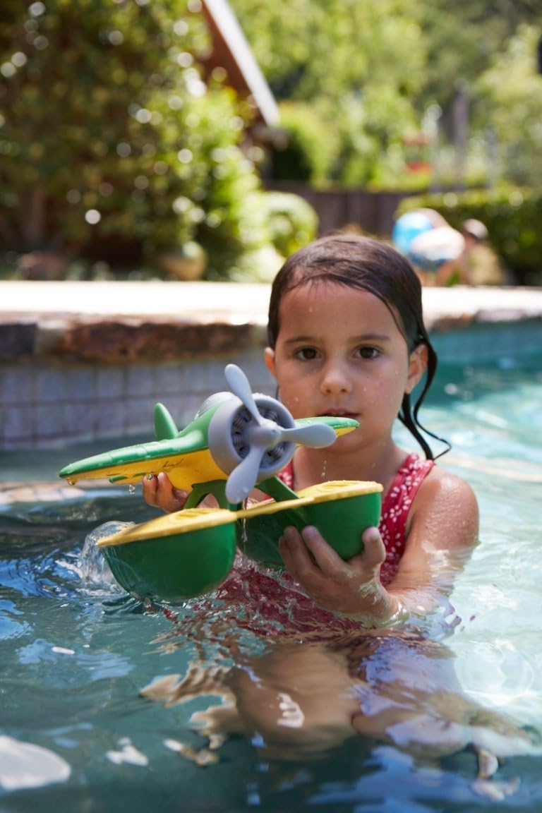 Green Toys Seaplane Bath Toy for Toddlers 1+ Years, Made from Recycled Plastic, Green 2