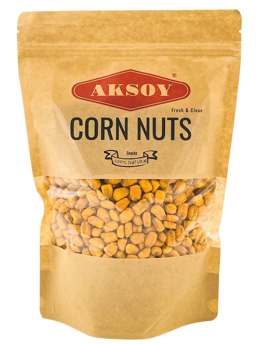 Aksoy Natural Craving Salted and Roasted Corn Nuts 500g - Original Toasted, Resealable Bag 1