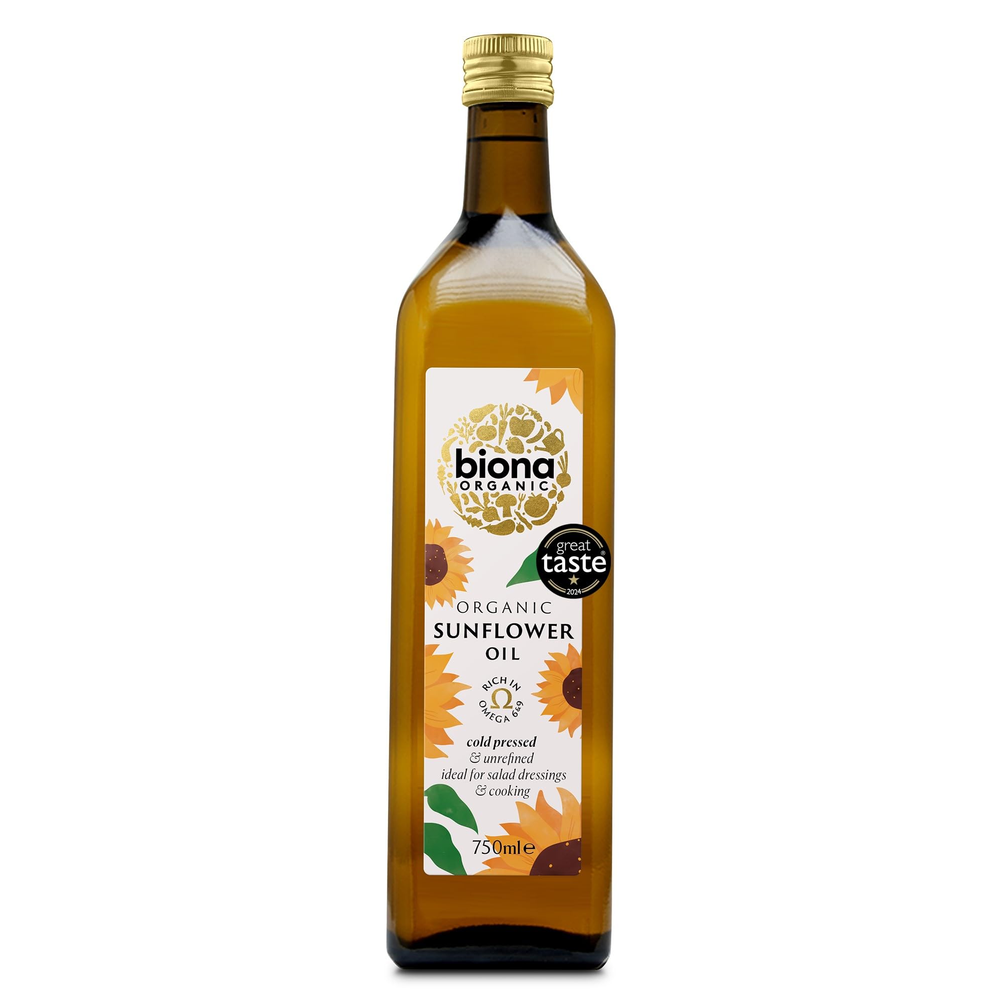 Biona Organic Sunflower Oil 750ml - Cold Pressed Unrefined - Great Taste Award Winner 1