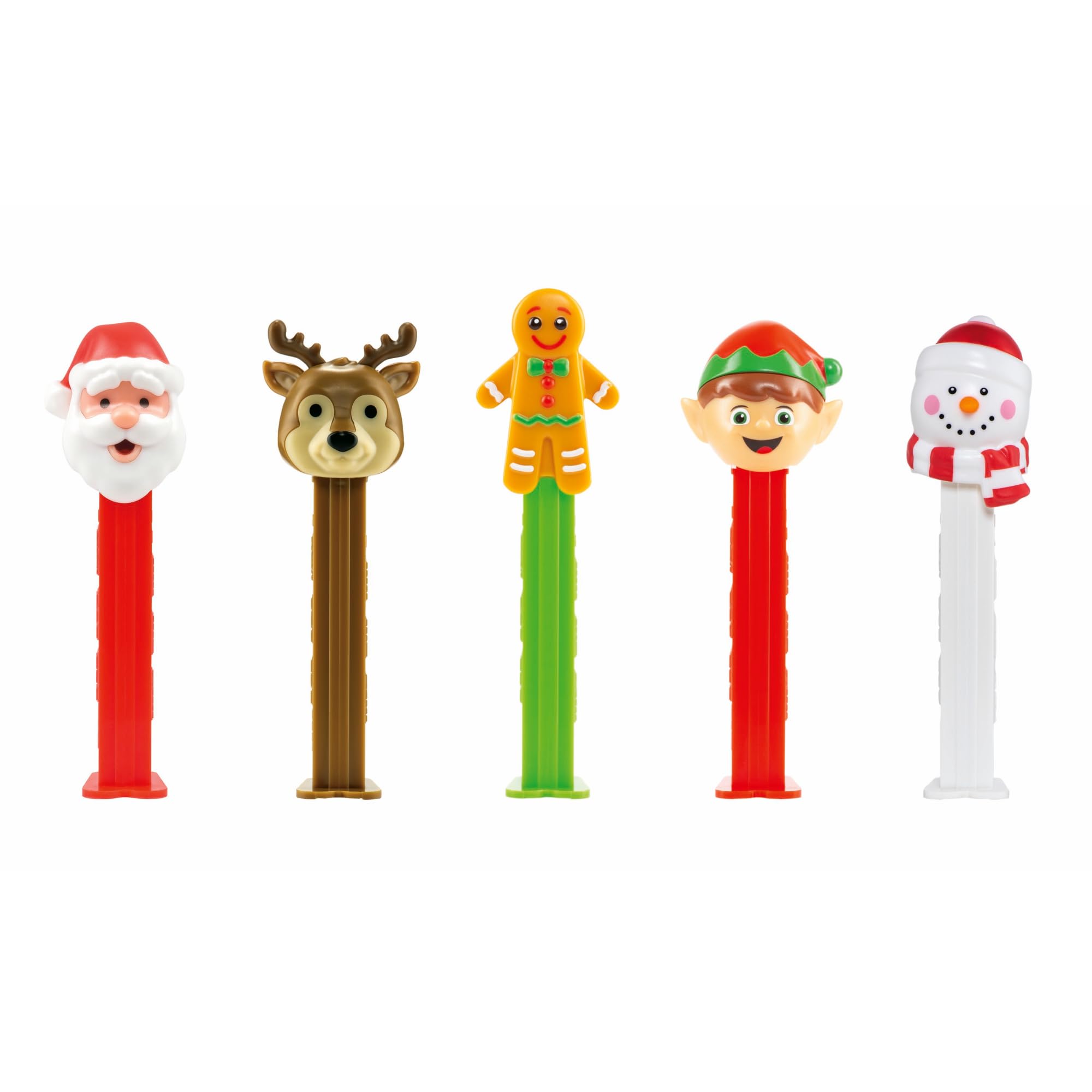 PEZ Christmas Themed Sweet Dispenser Multipack - Santa, Reindeer, Polar Bear, Snowman with Strawberry & Lemon Candy Refills 12