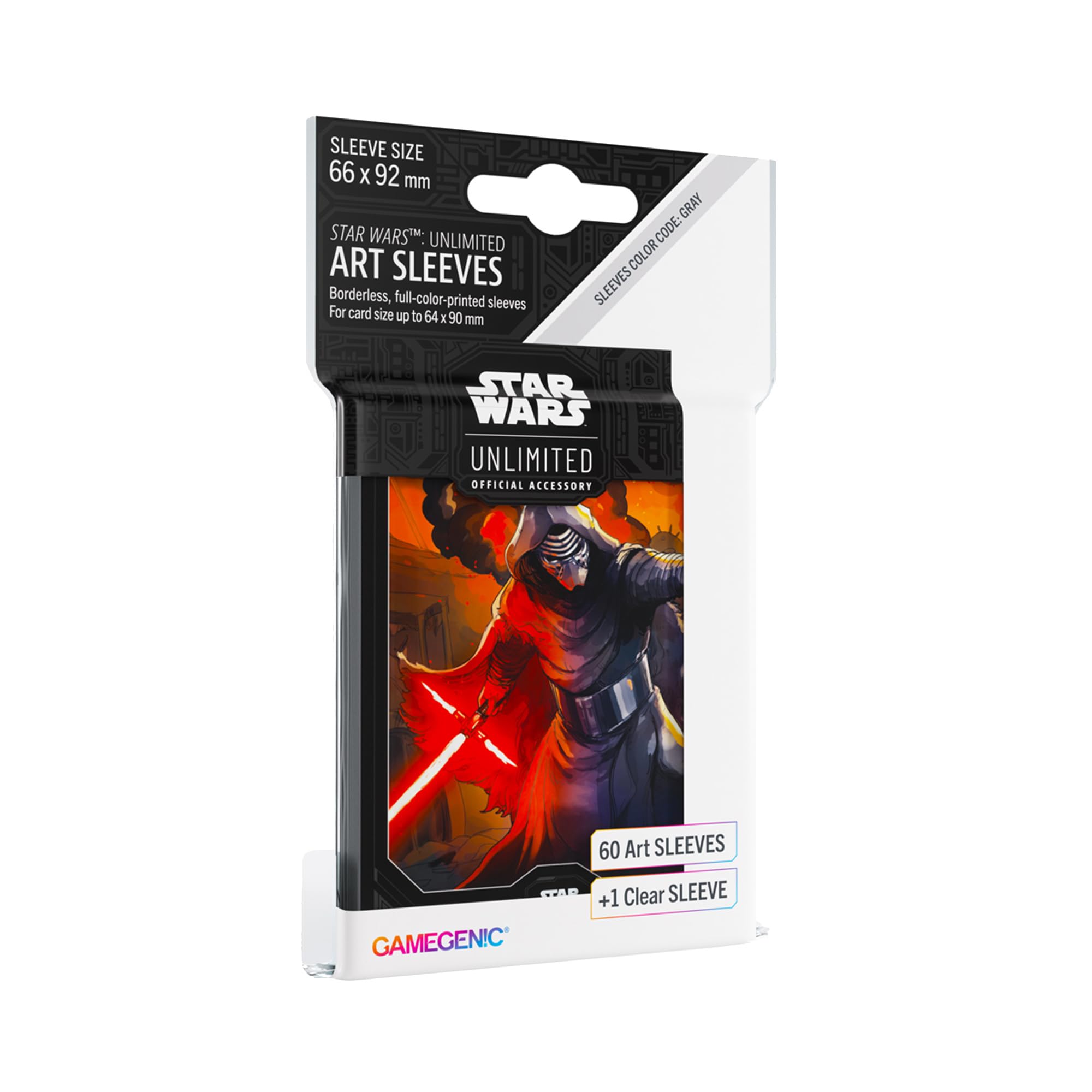 Gamegenic Star Wars Unlimited Kylo Ren Art Sleeves - Pack of 60 | 66mm x 92mm Optimized Size 1