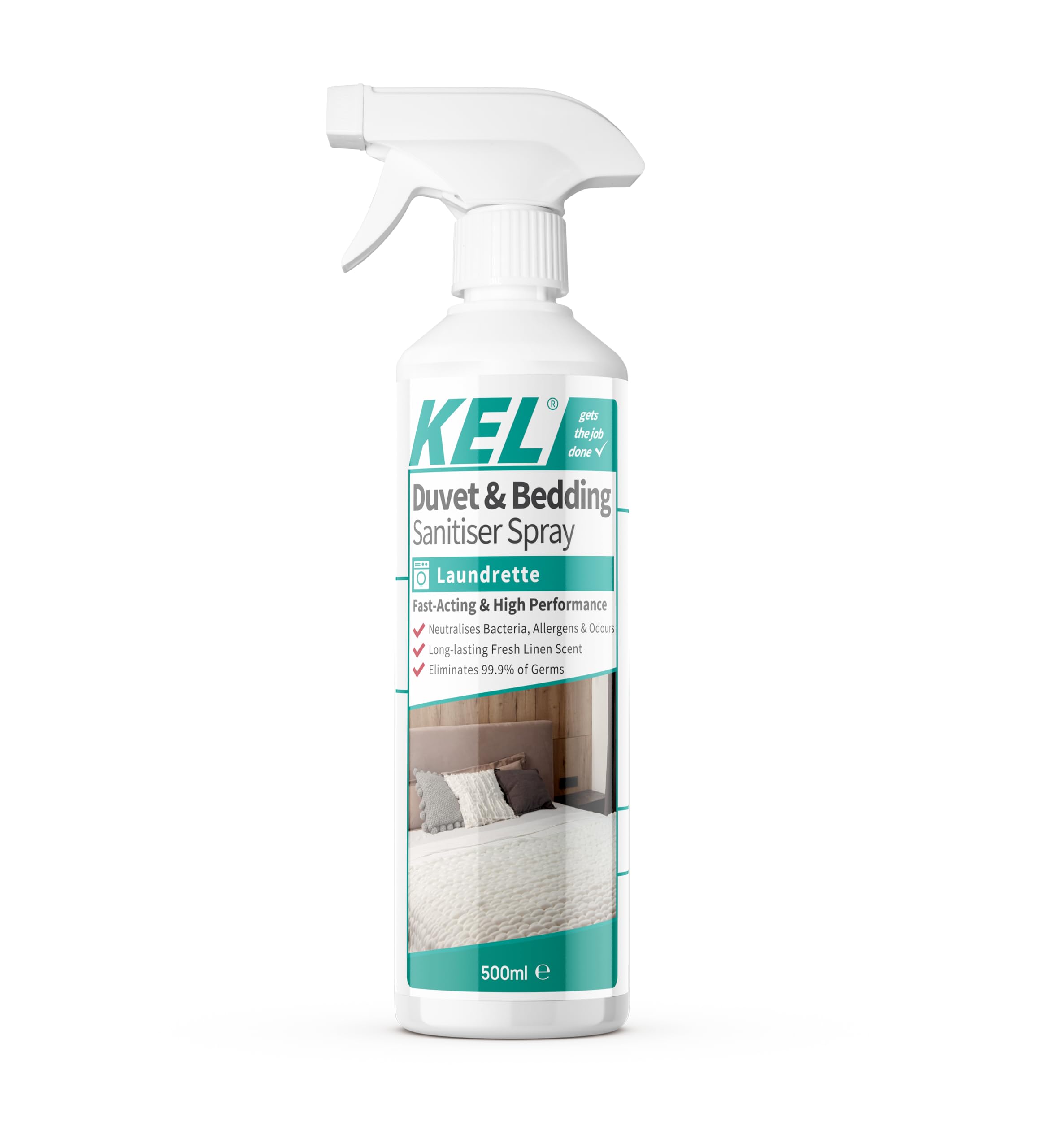 KEL Fast-Acting Duvet & Bedding Sanitiser Spray - Eliminates 99.9% of Germs | 500ml | Linen Scent