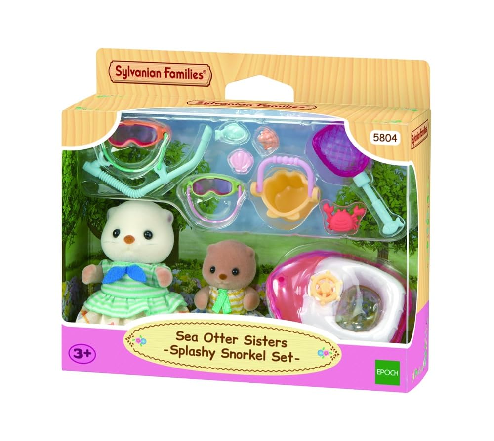 EPOCH Sylvanian Families Sea Otter Sisters Splashy Snorkel Set | Ages 3+ | 10 Pieces
