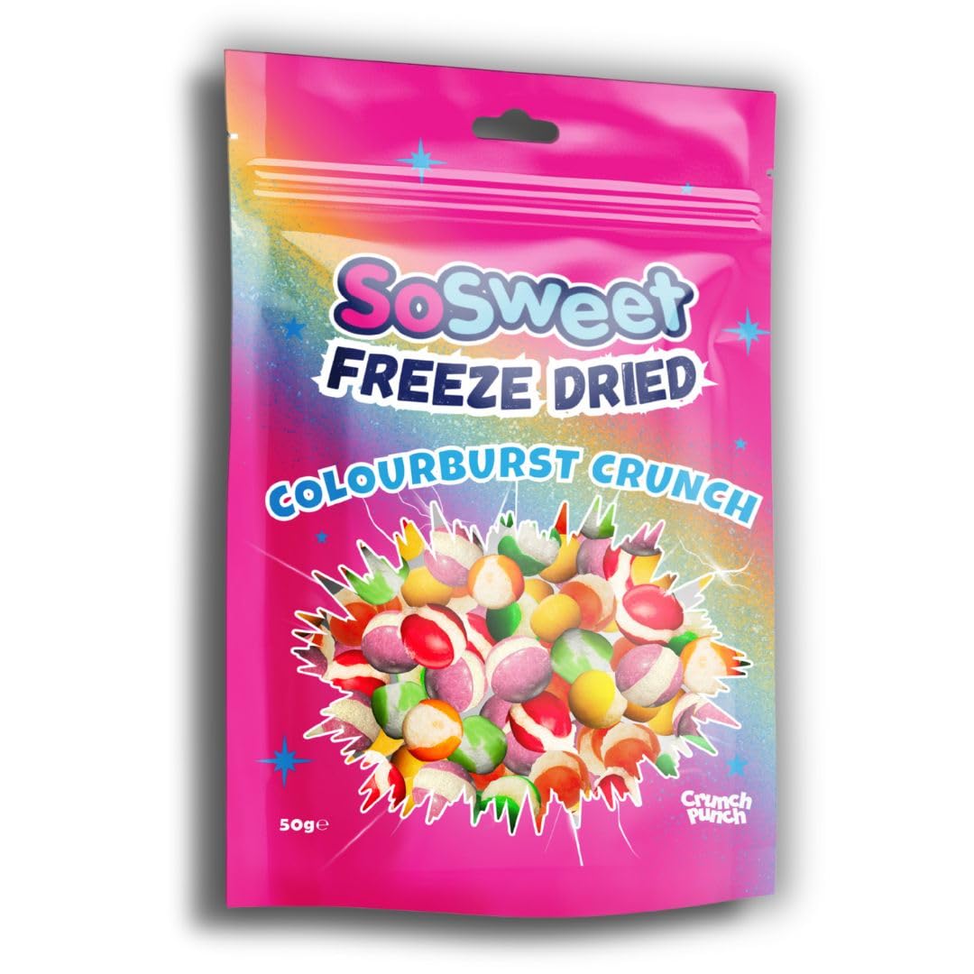 SoSweet Colourburst Crunch Freeze Dried Sweets - Intense Fruity Flavour | 50g Pouch