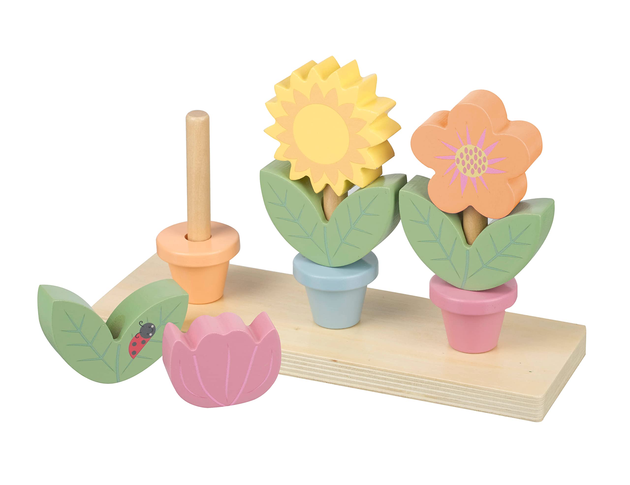 Orange Tree Toys Wooden Flower Pots - Garden Building Stacking Cups for 18 Months+ 1