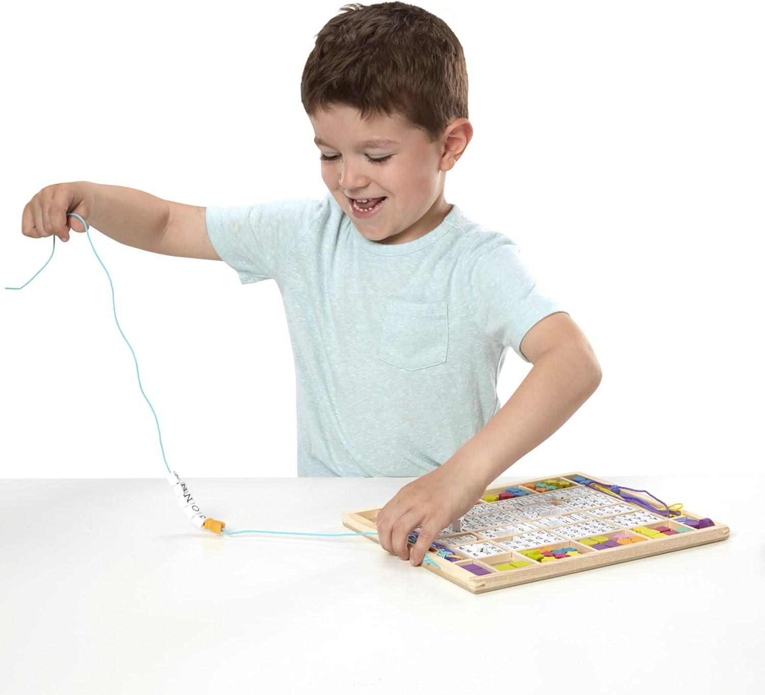 Melissa & Doug Wooden Stringing Beads - Arts & Crafts Kit for Kids 4+ 2