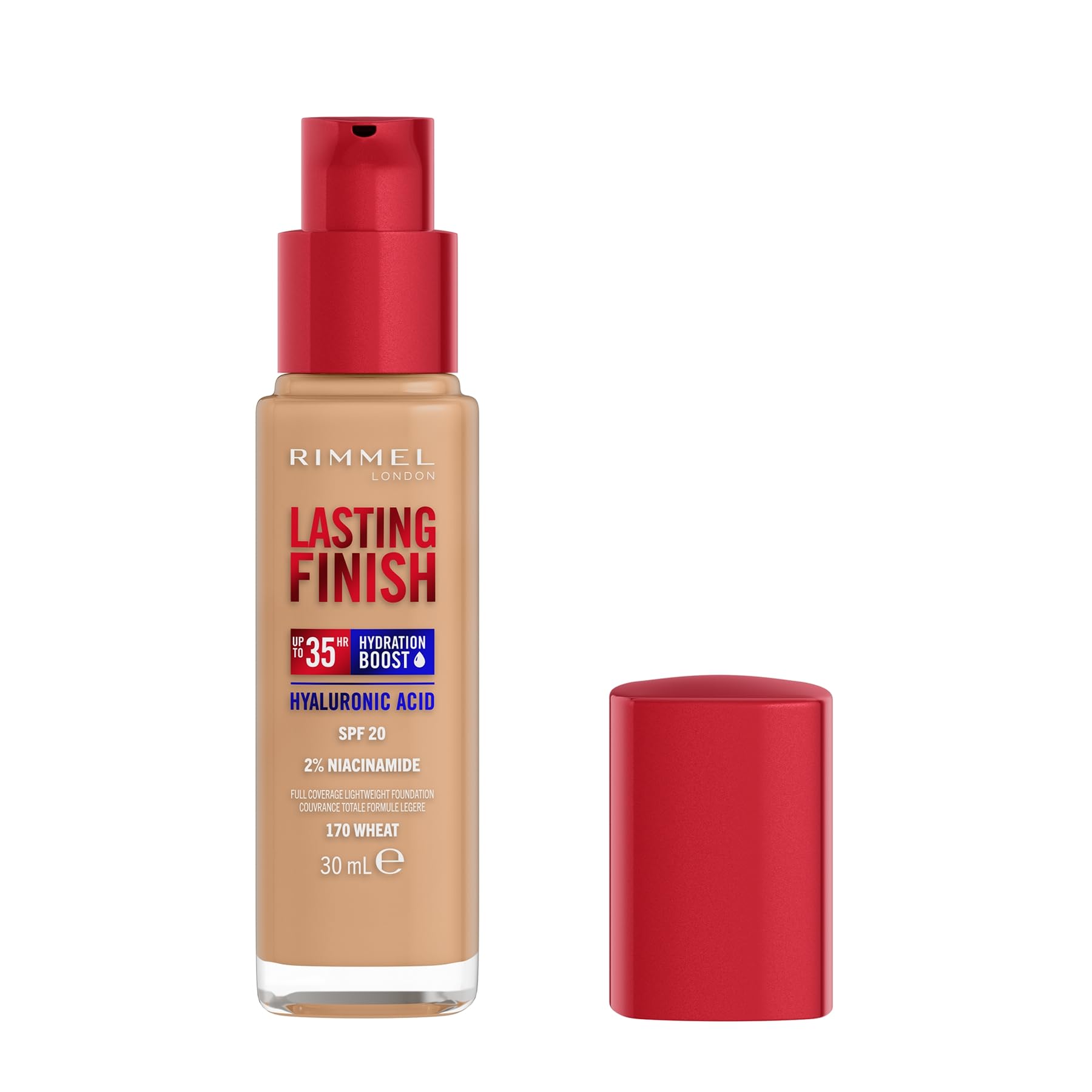 Rimmel Lasting Finish 35Hr Foundation 170 Wheat - Full Coverage Hydrating Liquid Foundation with SPF20 1