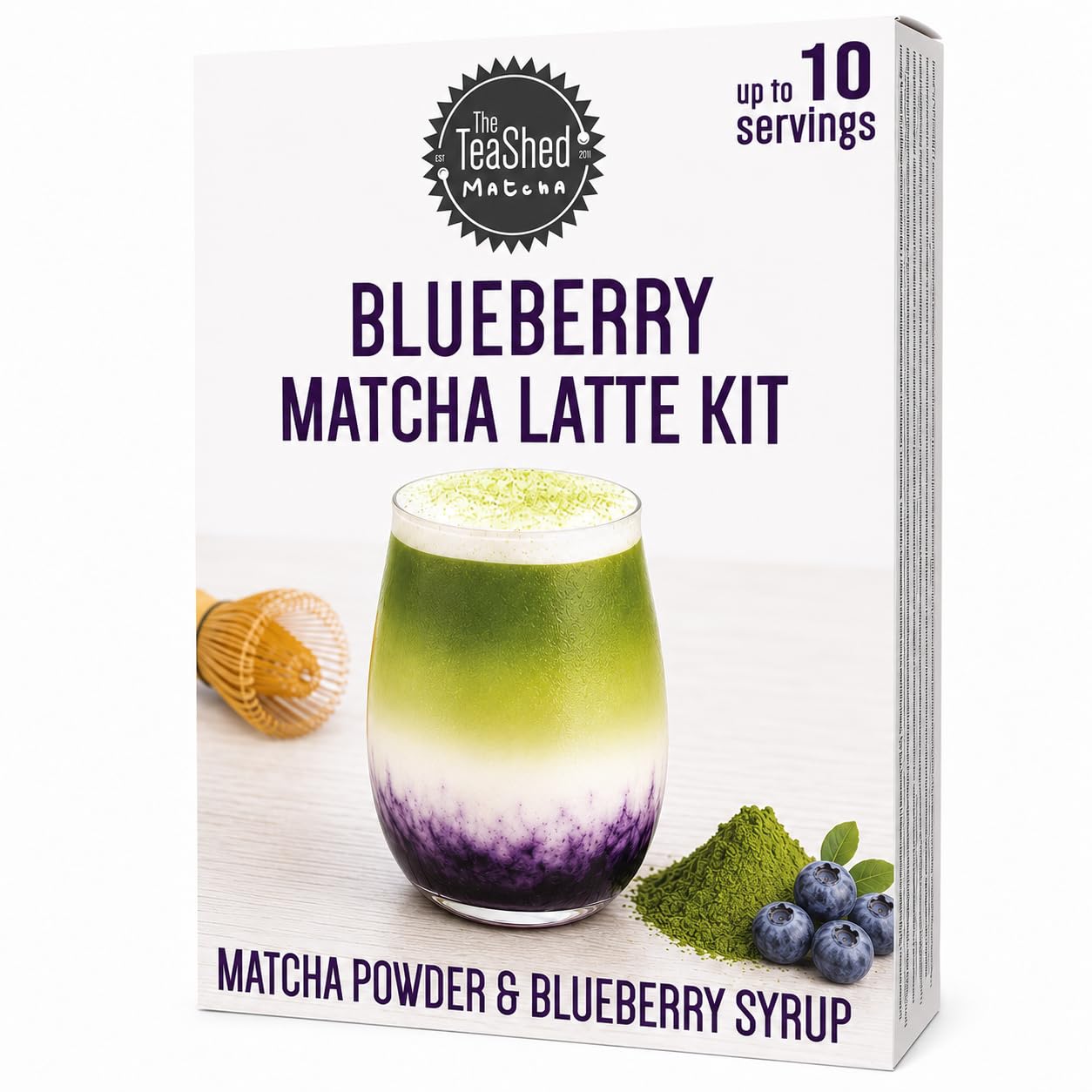 The TeaShed Blueberry Matcha Kit - Makes 10 Lattes | 150g Pack