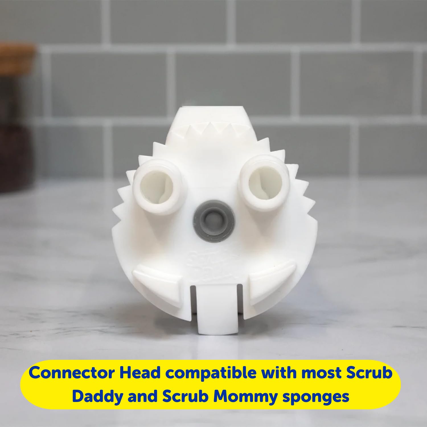 Scrub Daddy Dish Daddy Wand & Connector Head - Soap Dispensing Dish Brush with Texture-Changing Sponge, Built-in Scraper & Stand - Yellow