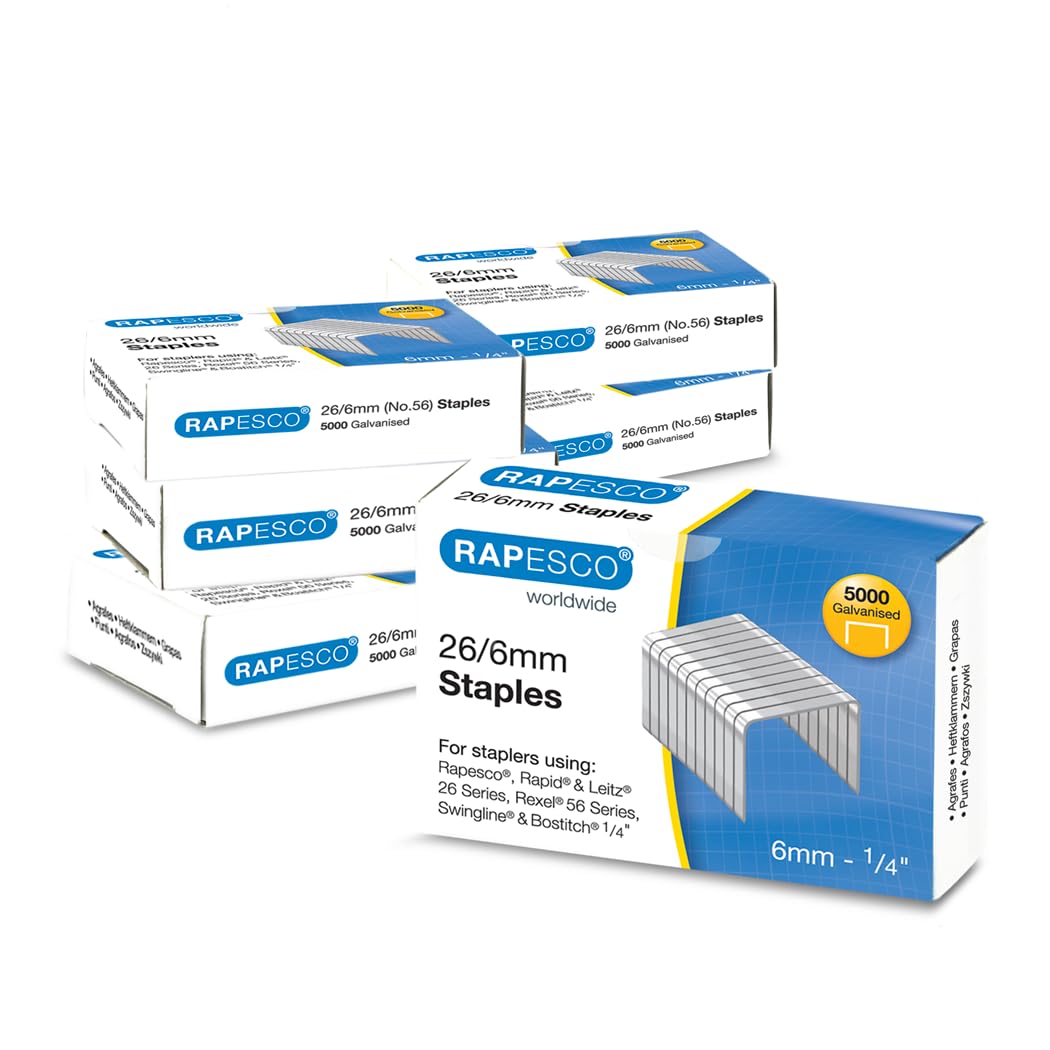 RAPESCO 1733 Business Pack: 6 Antibacterial Marlin Desktop Staplers | 25 Sheet Capacity 4