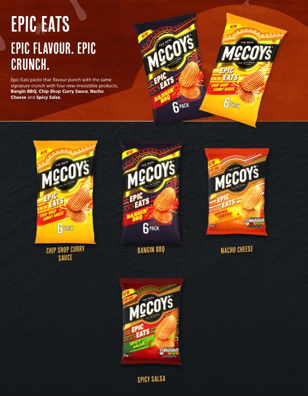 McCoys Flame Grilled Steak Crisps 25g (Pack of 6) - Ridged Crisps with Bold Steak Flavour 5