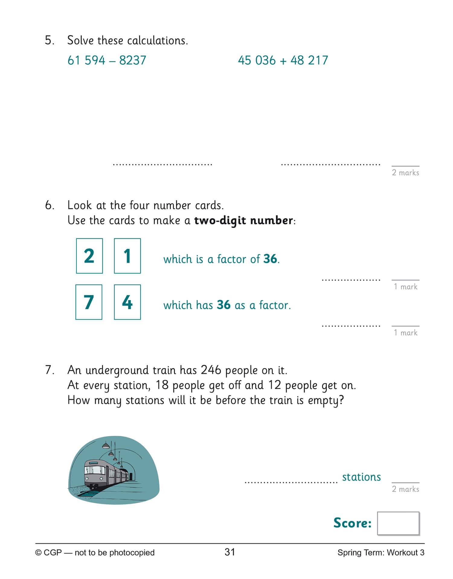 CGP KS2 Maths 10-Minute Weekly Workouts - Year 5 Study Aid | Paperback | English 7
