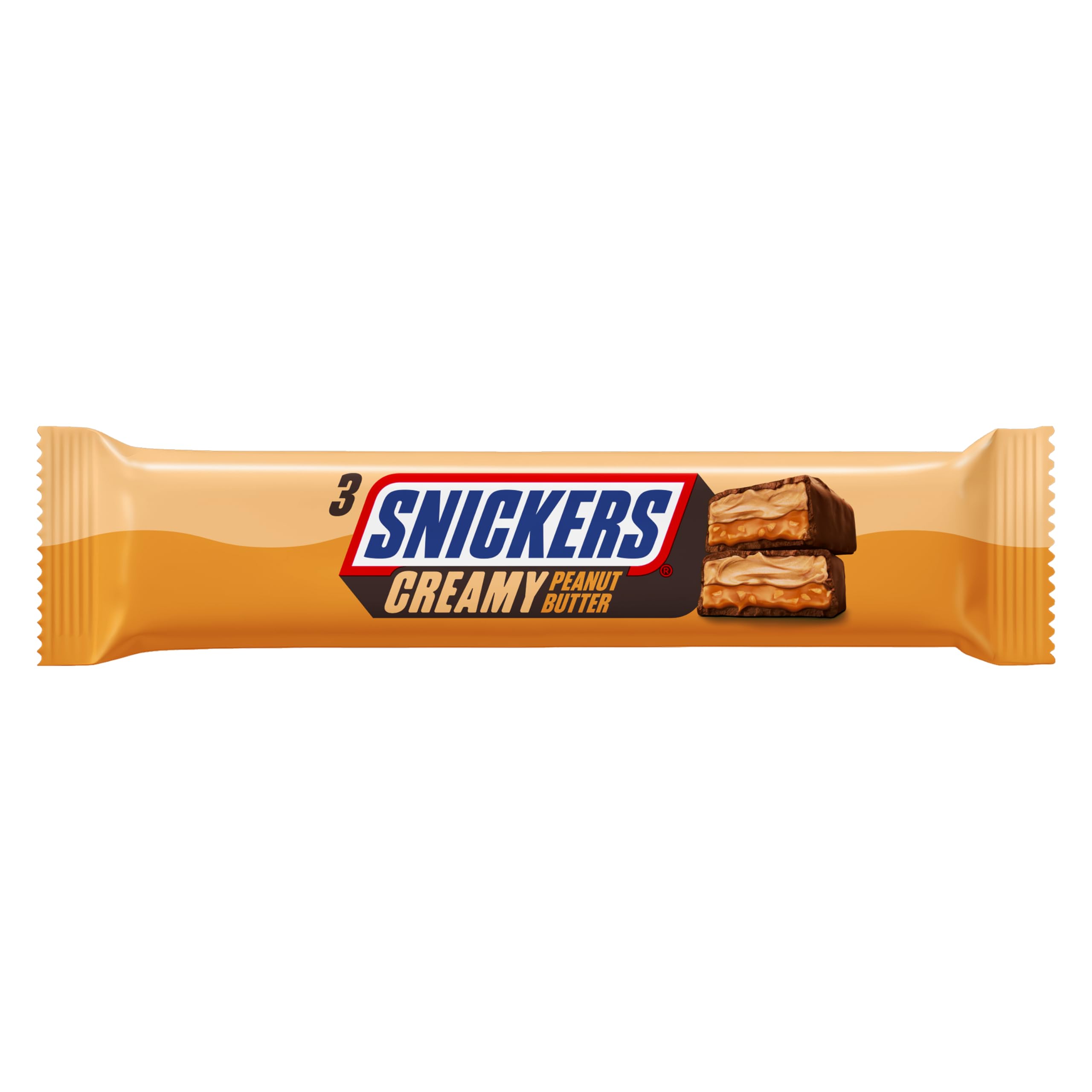Snickers Creamy Peanut Butter Chocolate Trio Bar - Creamy Peanut Butter Filling | 54.75 g (Pack of 1) 1