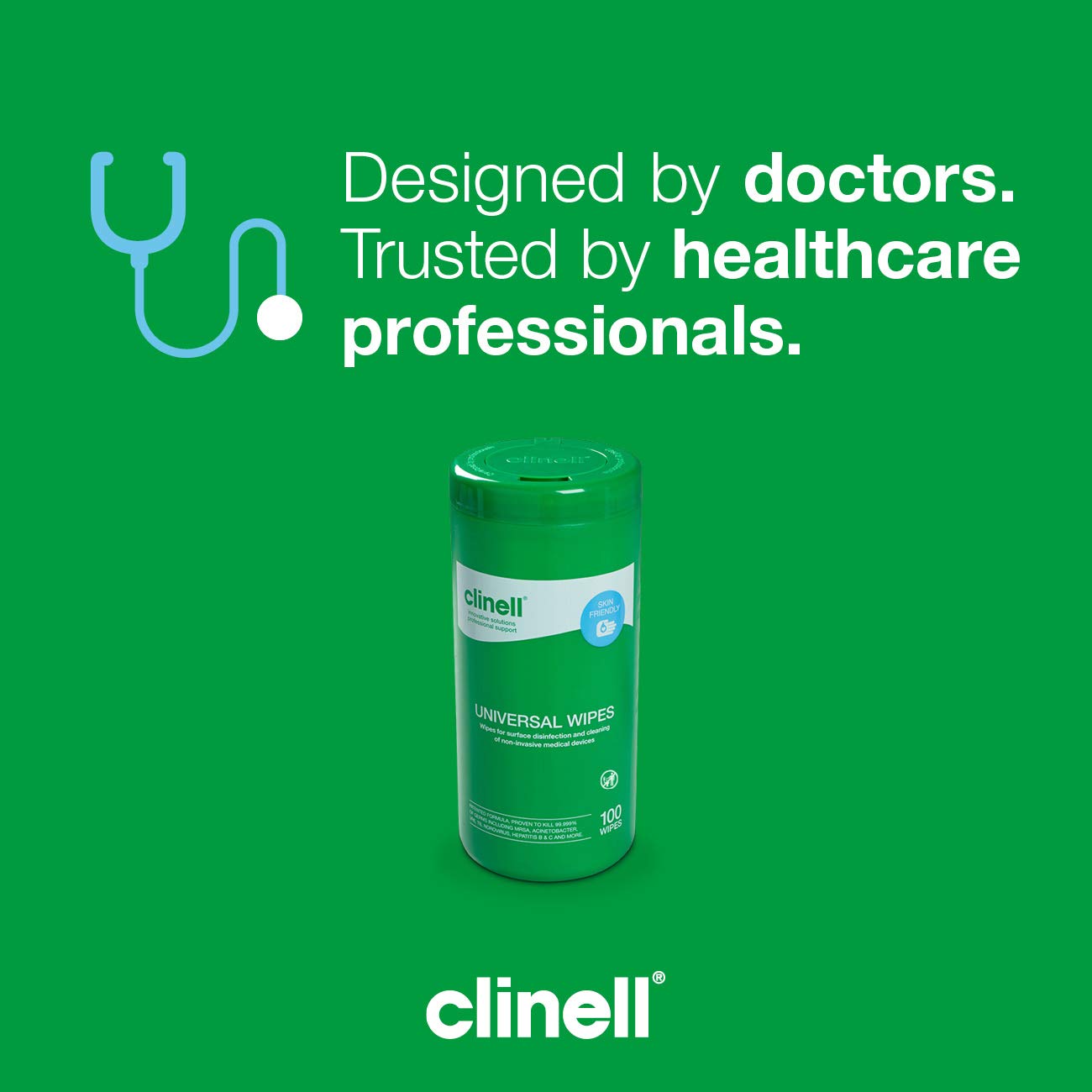 Clinell Universal Cleaning and Disinfectant Wipes for Surfaces - Tub of 100 3