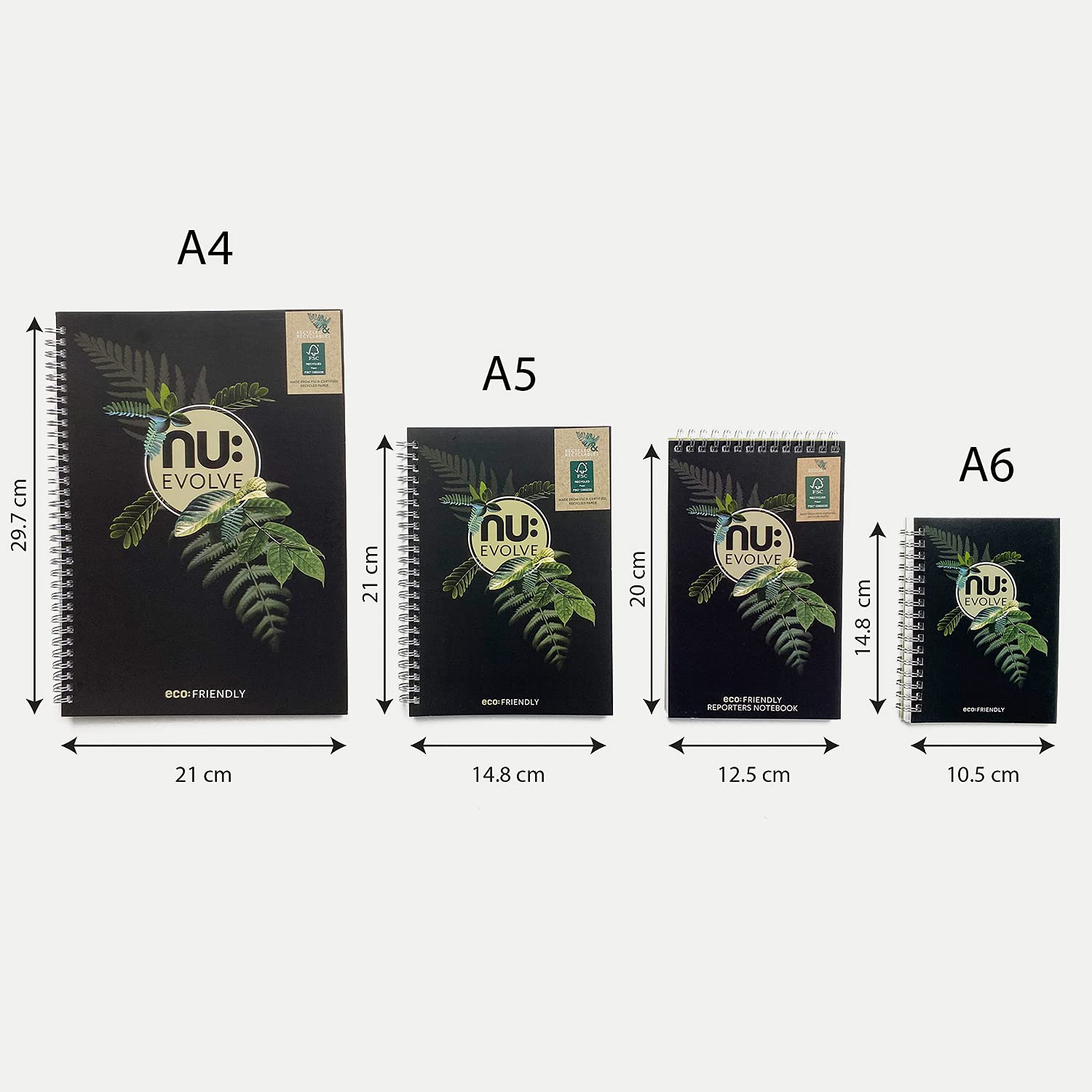 nu: Evolve A4 Stitched Notebook | Recycled FSC Paper | Ruled | Soft Cover | Black 5