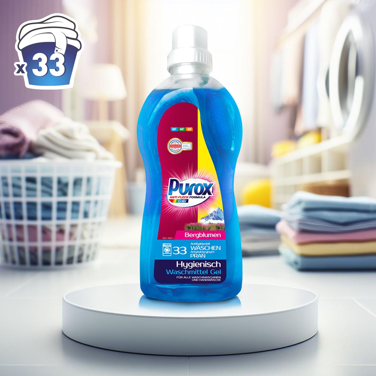 Clovin Purox Color Liquid Detergent Gel for Coloured Clothes, 1 L (33 Washes)