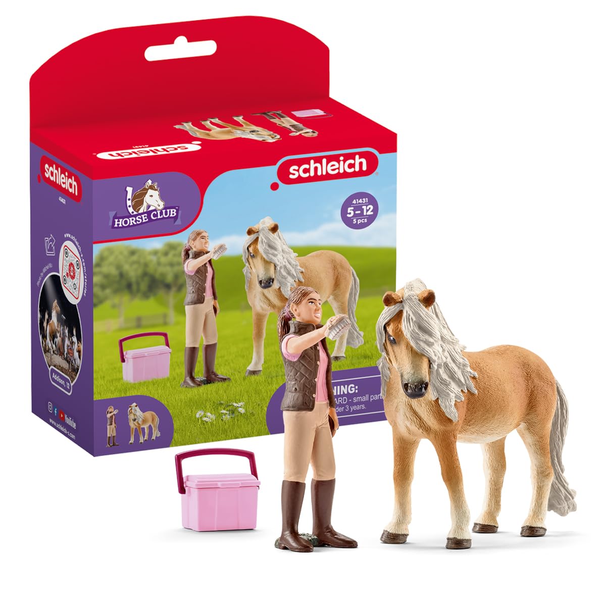 SCHLEICH 41431 Horse Club Groom with Icelandic Pony Mare - Educational Playset for Ages 5+ 2