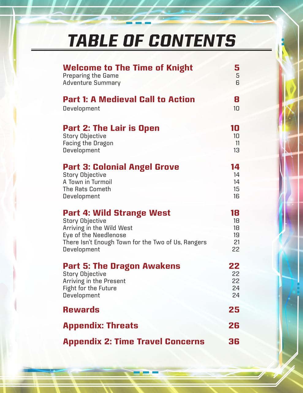 Power Rangers RPG: Time of Knight Adventures Hardcover