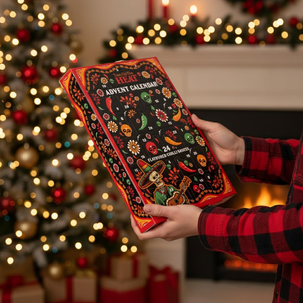 Beams International - Turn Up The Heat Hot Sauce Advent Calendar – Chilli Sauce Gift Set With 24 3