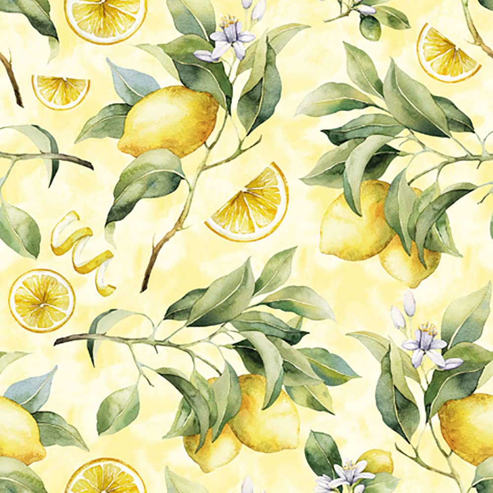 Anniversary House Tiflair Yellow Lemons Lunch Napkins - 3-Ply Paper | 13" x 13" | 20-Pack