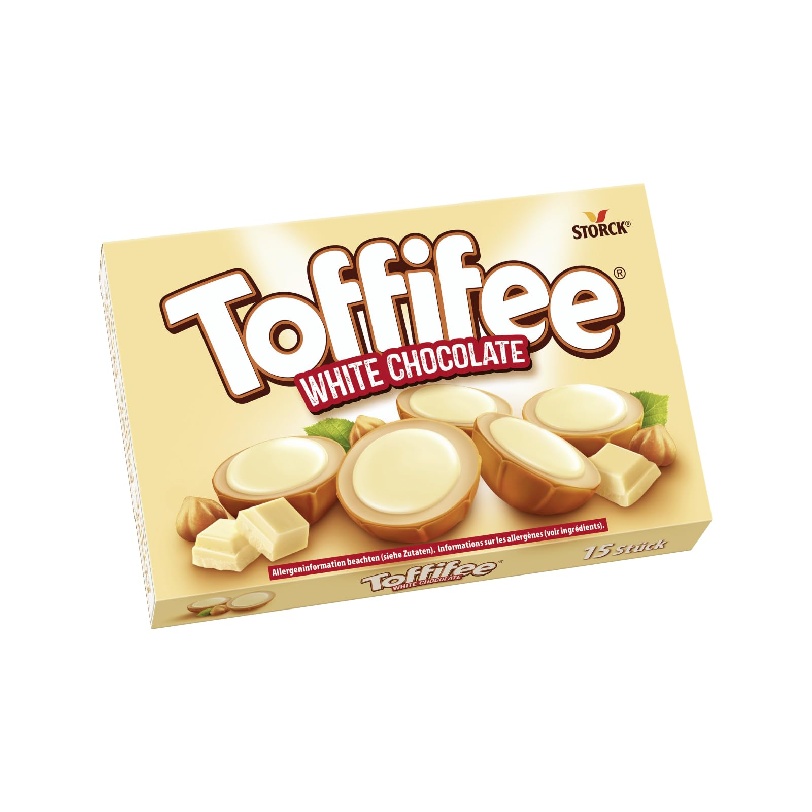 Toffifee White Chocolate Chewy Caramel Cups with Hazelnut & Smooth White Chocolate - 15 Pieces 1