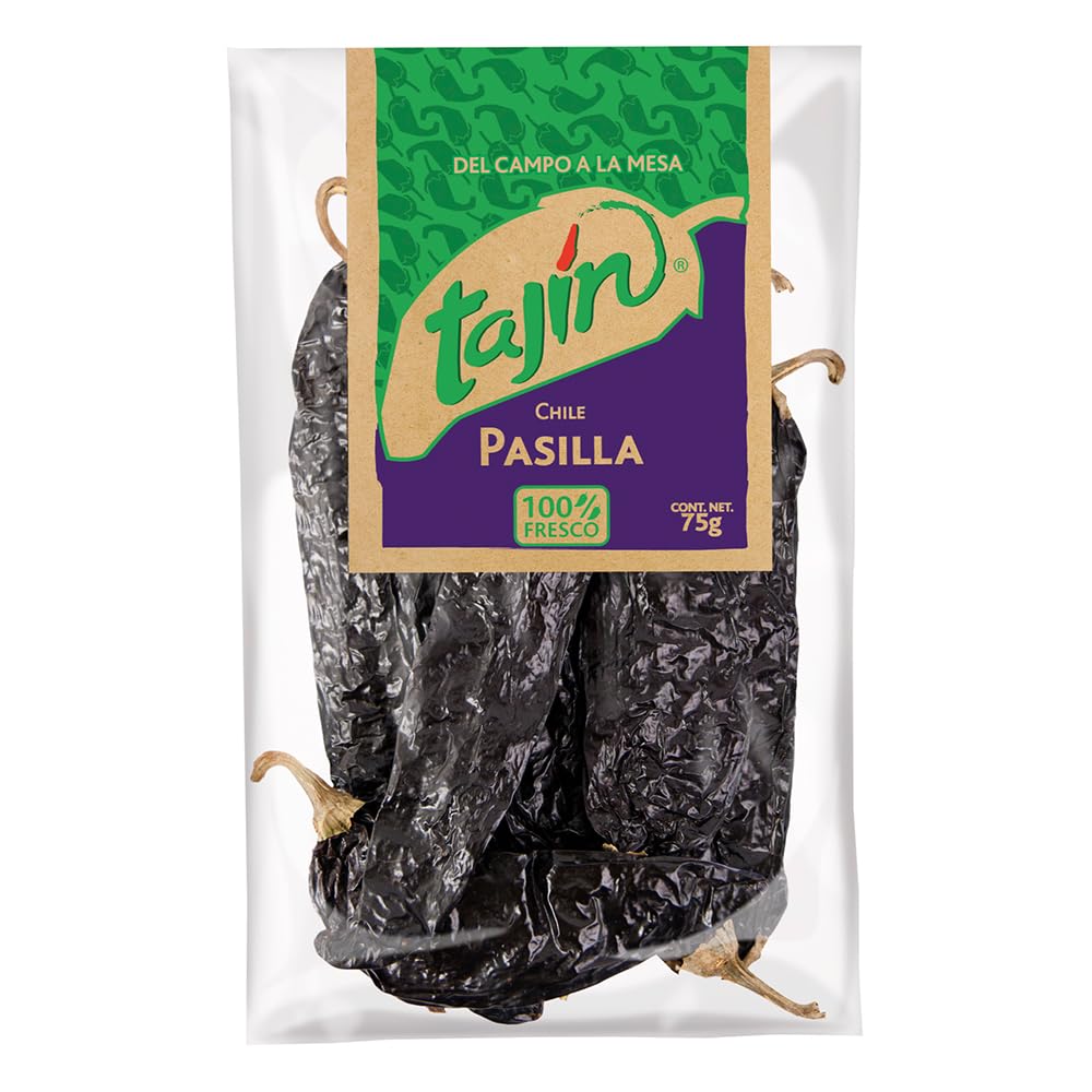 Tajin Pasilla Chillies - Whole Dried Peppers for Authentic Mexican Flavor, 75g