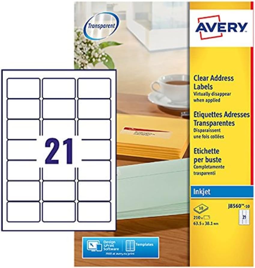 Avery Self Adhesive Address Mailing Labels, Inkjet Printers, 21 Labels per A4 Sh