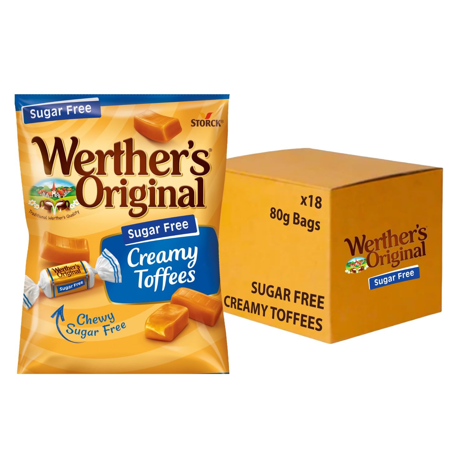 Werther's Original Sugar Free Creamy Toffees, Individually Wrapped, 18 Packs 6