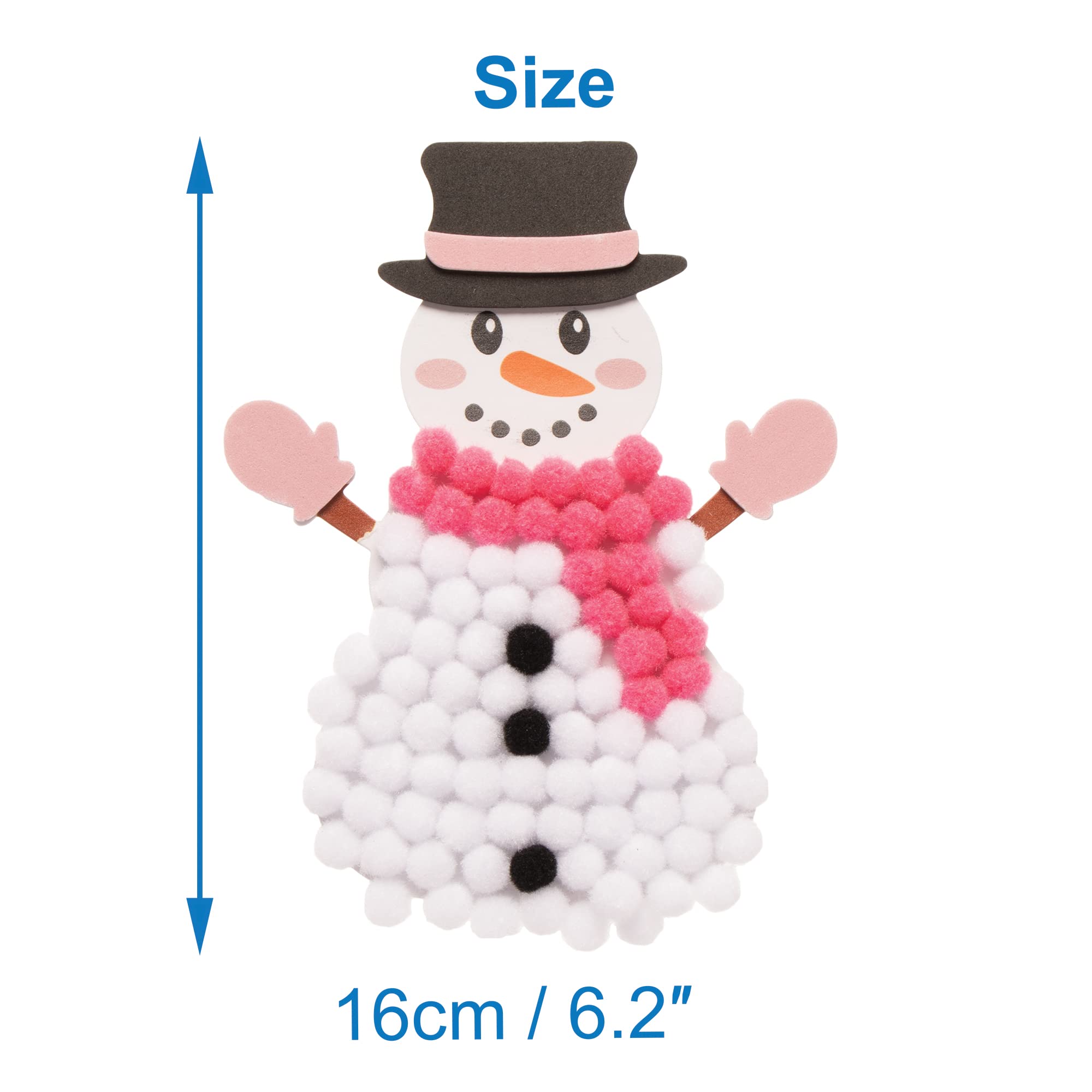 Baker Ross Snowman Pom Pom Art Kit - Pack of 5 Christmas Craft Kits for Kids