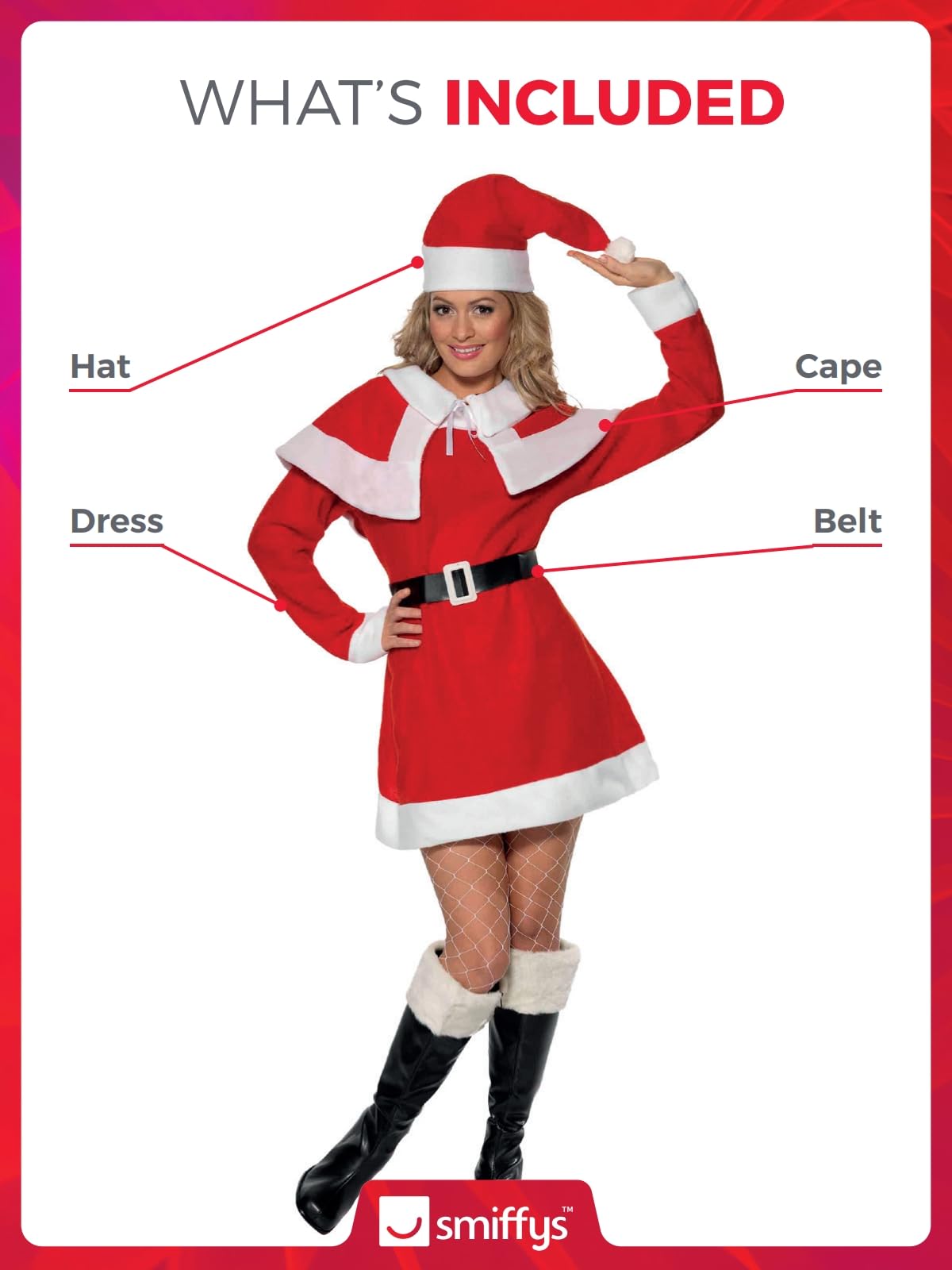 Smiffys Miss Santa Fleece Costume - Size 12-14 14