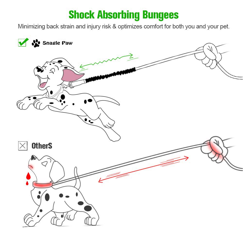 Snagle Paw Bungee Dog Leash Extension - Shock Absorbing | 24 Inch Extended Length | Reflective 6