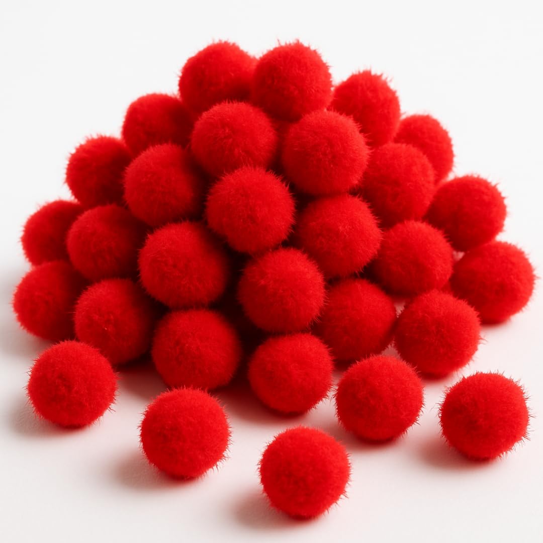 Springboard Supplies Red Pom Poms Pack of 80 | Plush Material | Fine Motor Skill Development