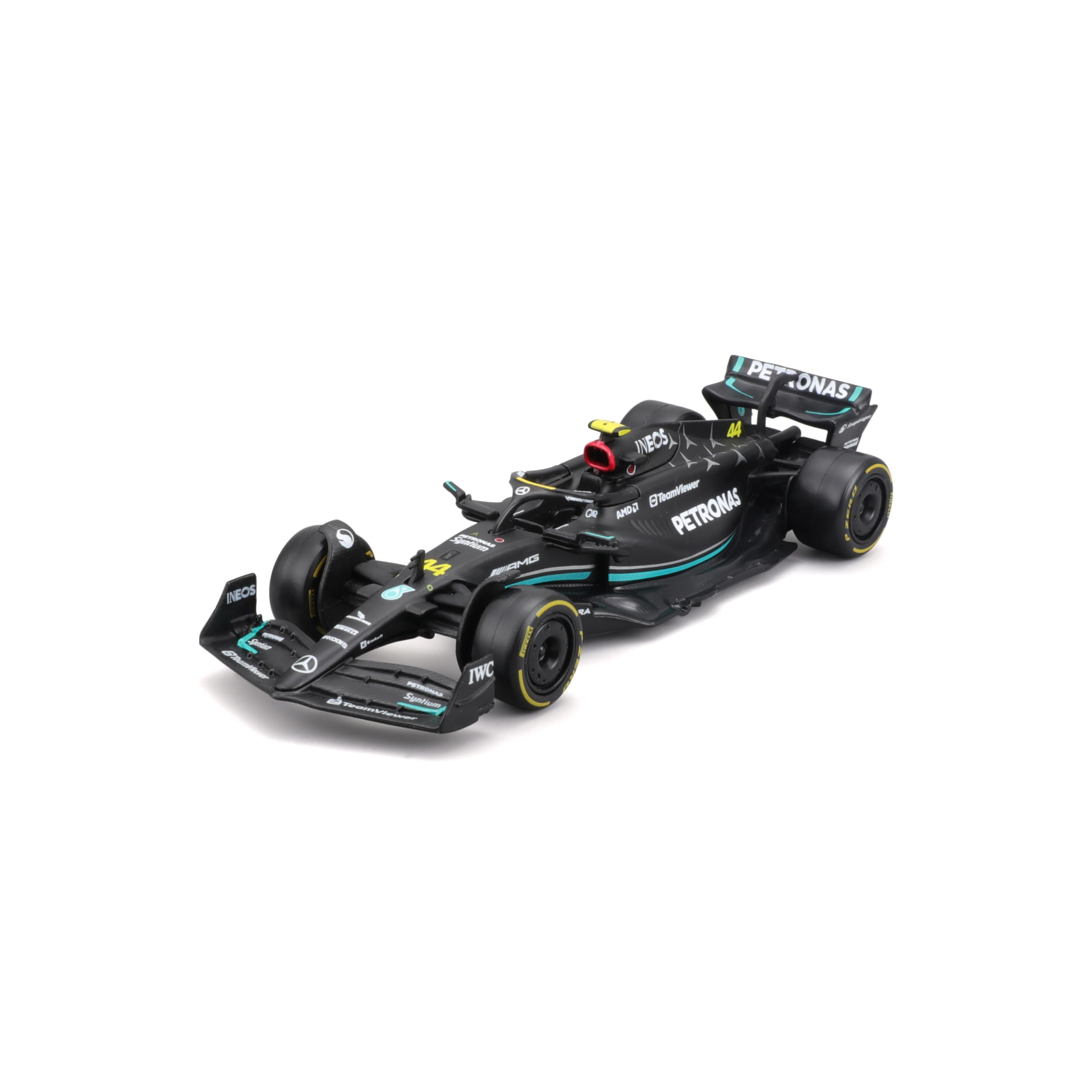Bburago Formula 1 F1 MB W14 2023 (Hamilton) Race Car - 1:43 Scale - Incredibly Detailed Die-Cast Replica Collectible Model Vehicle, Black 1