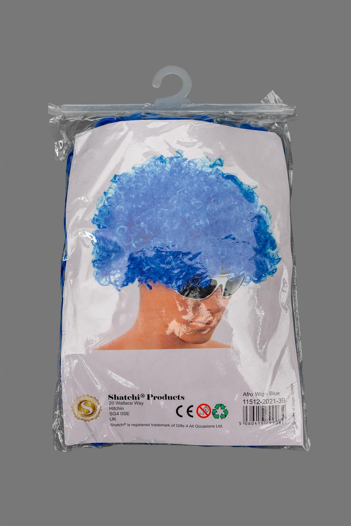 SHATCHI Blue Afro Wig Curly Bouncy Hair for Fancy Dress Party Costume Disco 60s 70s 80s Theme Unisex 16