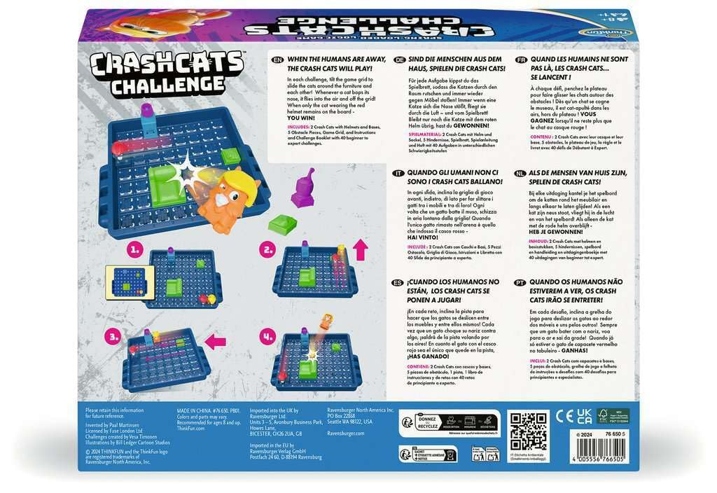 ThinkFun Crash Cats Strategy Board Game for Kids and Adults Age 8+ | 1+ Players | 10 Minutes Playtime