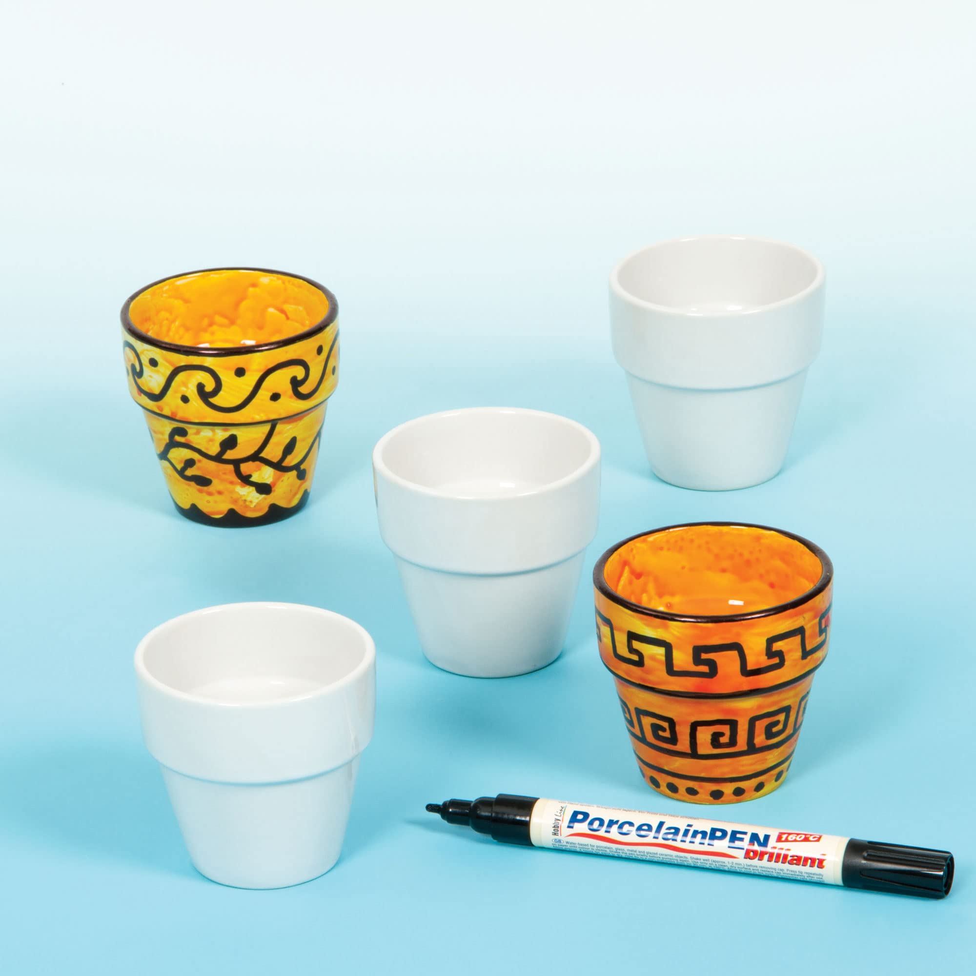 Baker Ross EK162 Mini Porcelain Flowerpots for Decorating - Pack of 6 | 7cm Pots 3