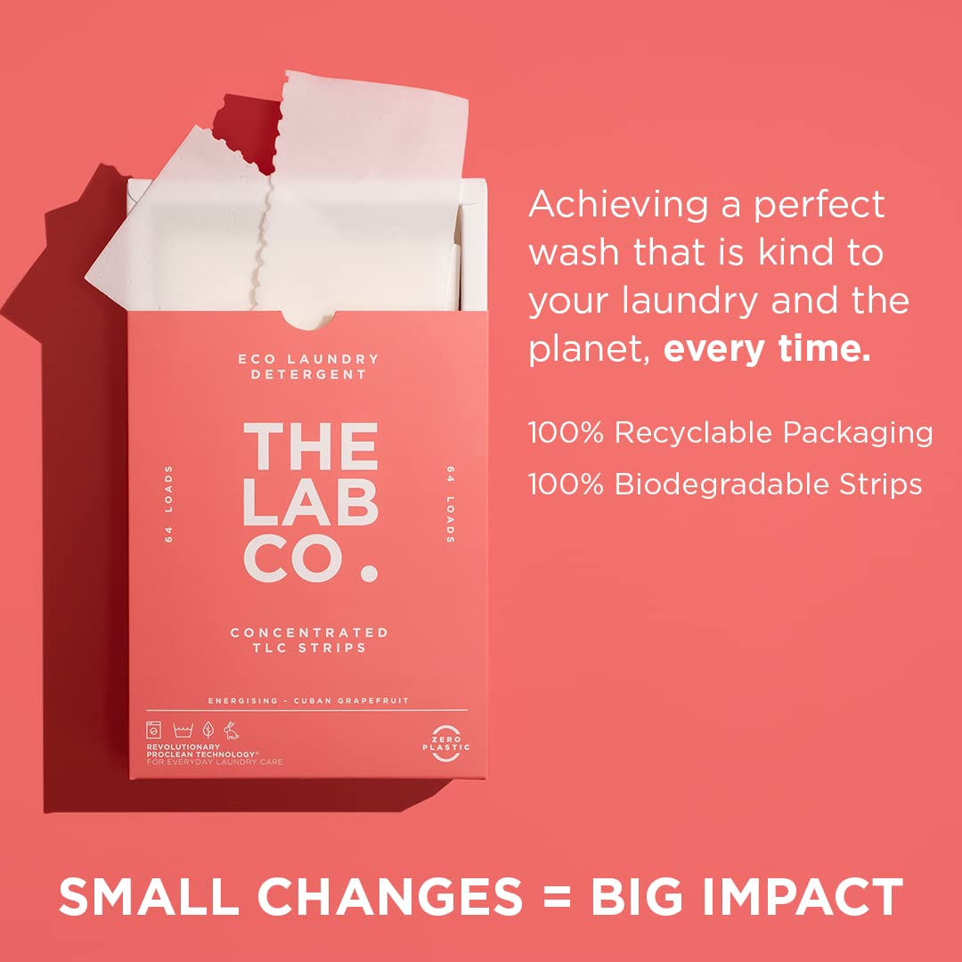 The Lab Co. - Laundry Detergent Strips 64 Loads (Eco Ultra-Concentrated, Non-Bio, Sensitive Skin, Fragrance: Grapefruit Amber Eucalyptus) 4