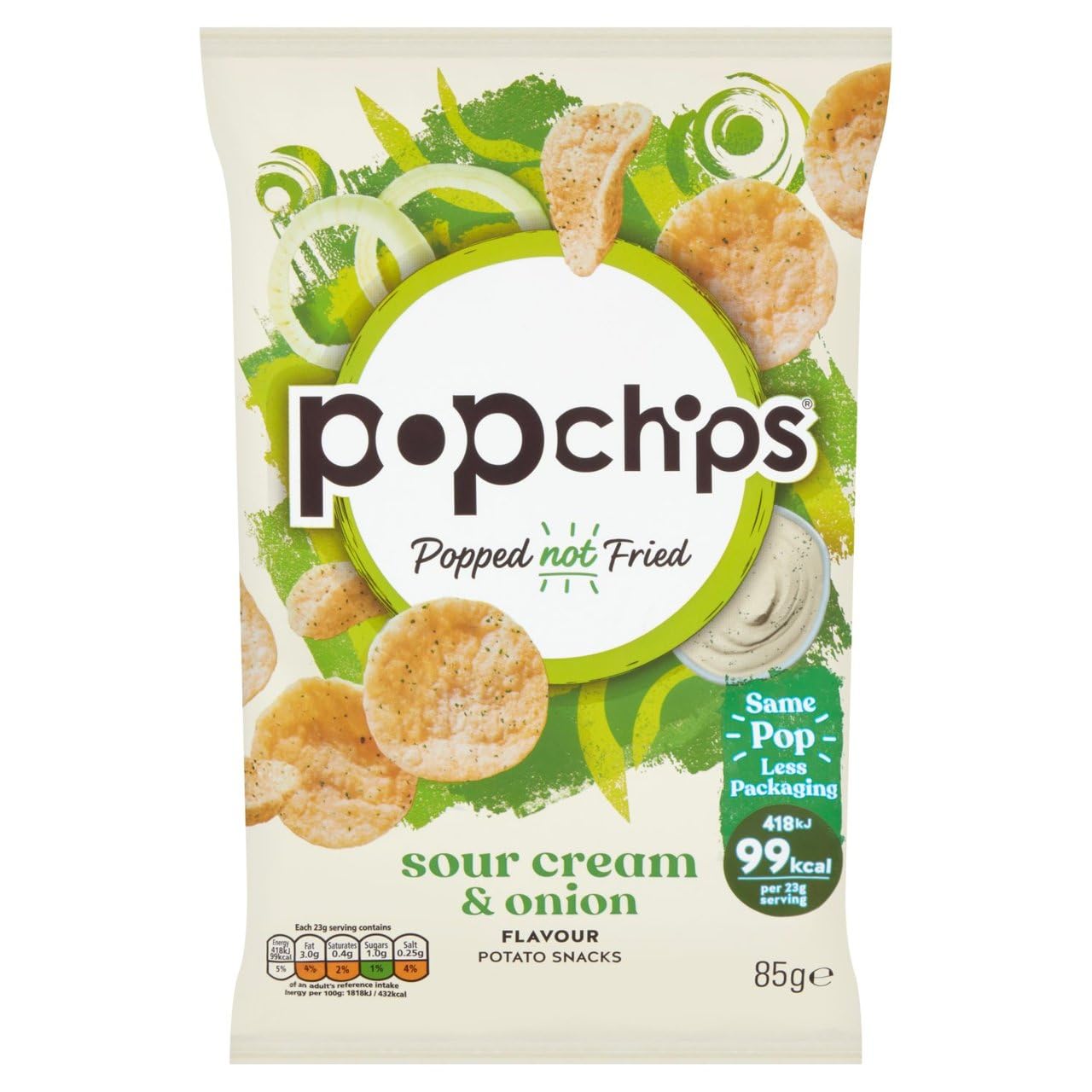 Popchips Sour Cream and Onion Popped Potato Chips Multipack | 8 x 85g Bags