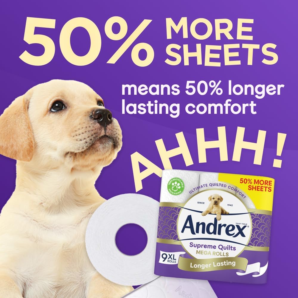 Andrex Supreme Quilts Mega Toilet Roll - 9 Rolls (13.5 Standard Rolls Equivalent) 5