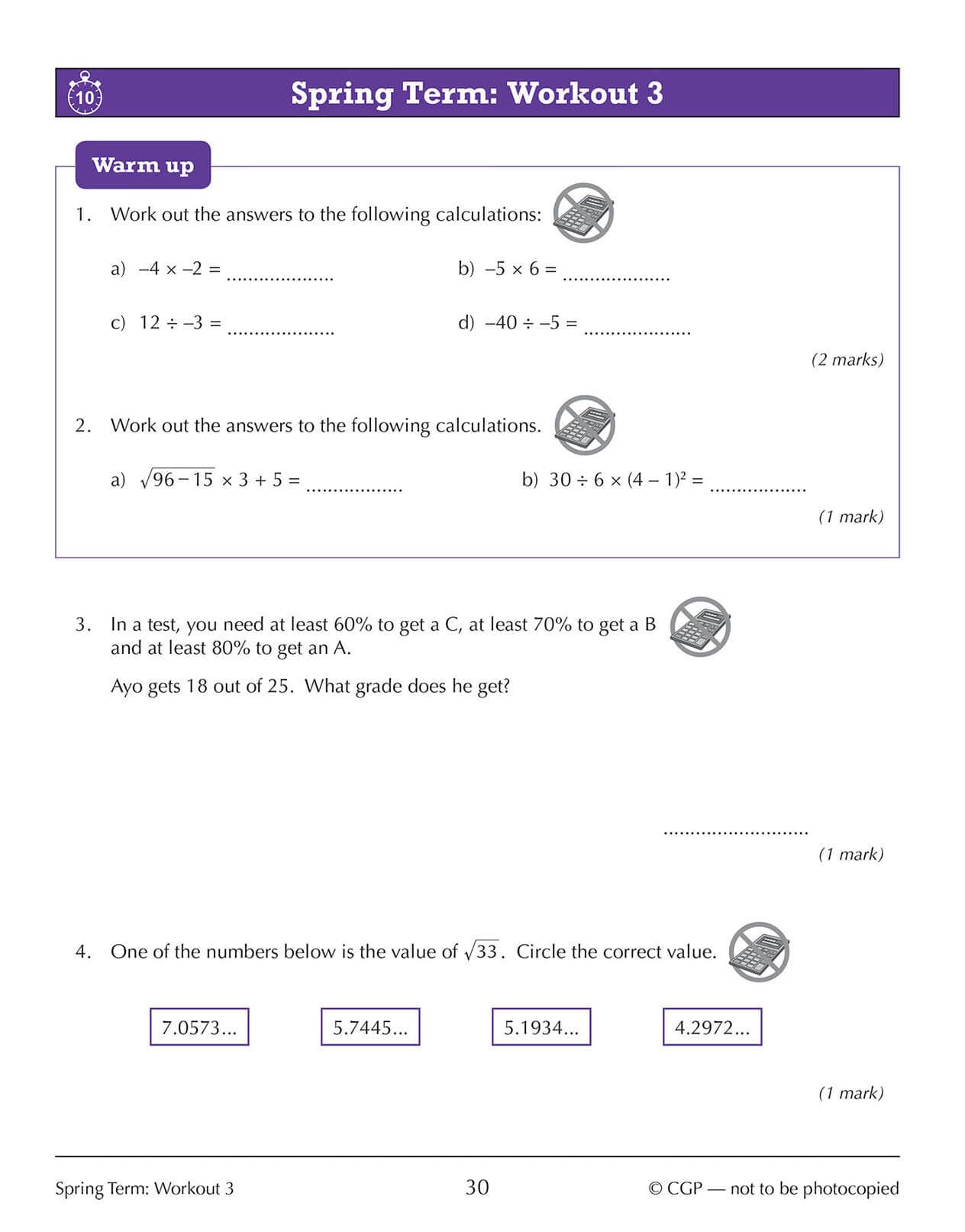 CGP New KS3 Maths 10-Minute Weekly Workouts - Year 8 | Catch-up & Home Learning 6