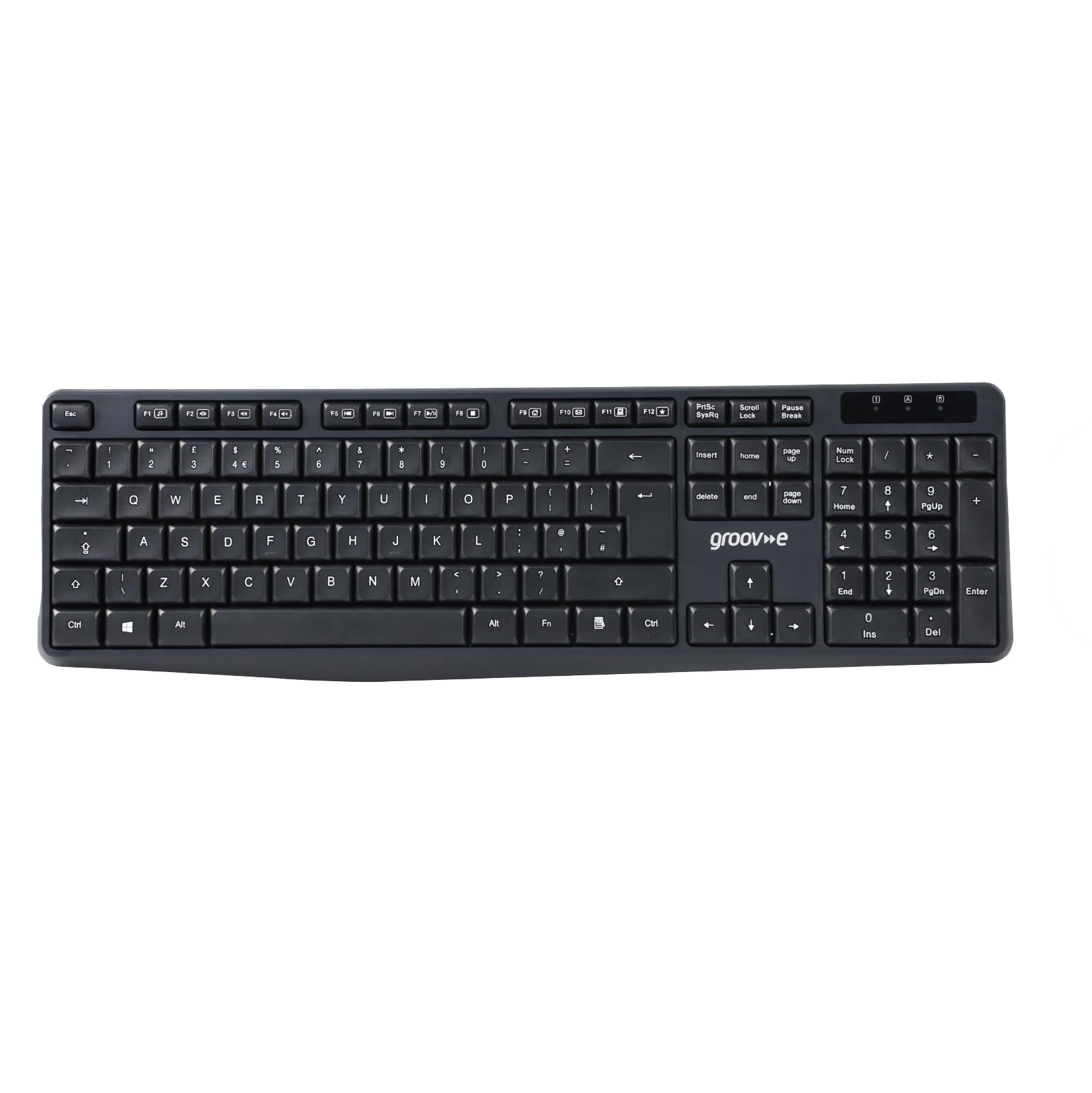 groov e Wireless Full-Size Keyboard - QWERTY Keyboard for PC and Laptop with 2.4G Wireless Connection, Ergonomic Design, Silent Keys - Black 2