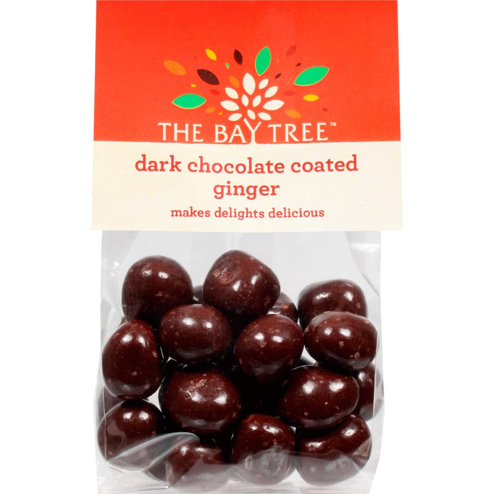 The Bay Tree Dark Chocolate Ginger - 160g Bag | Handmade in UK | Zesty Crystallised Ginger 1